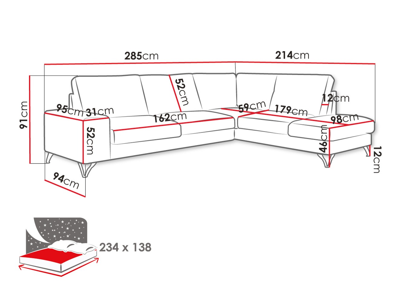 Hoekbank ComfiDream 112 (Verita 80)