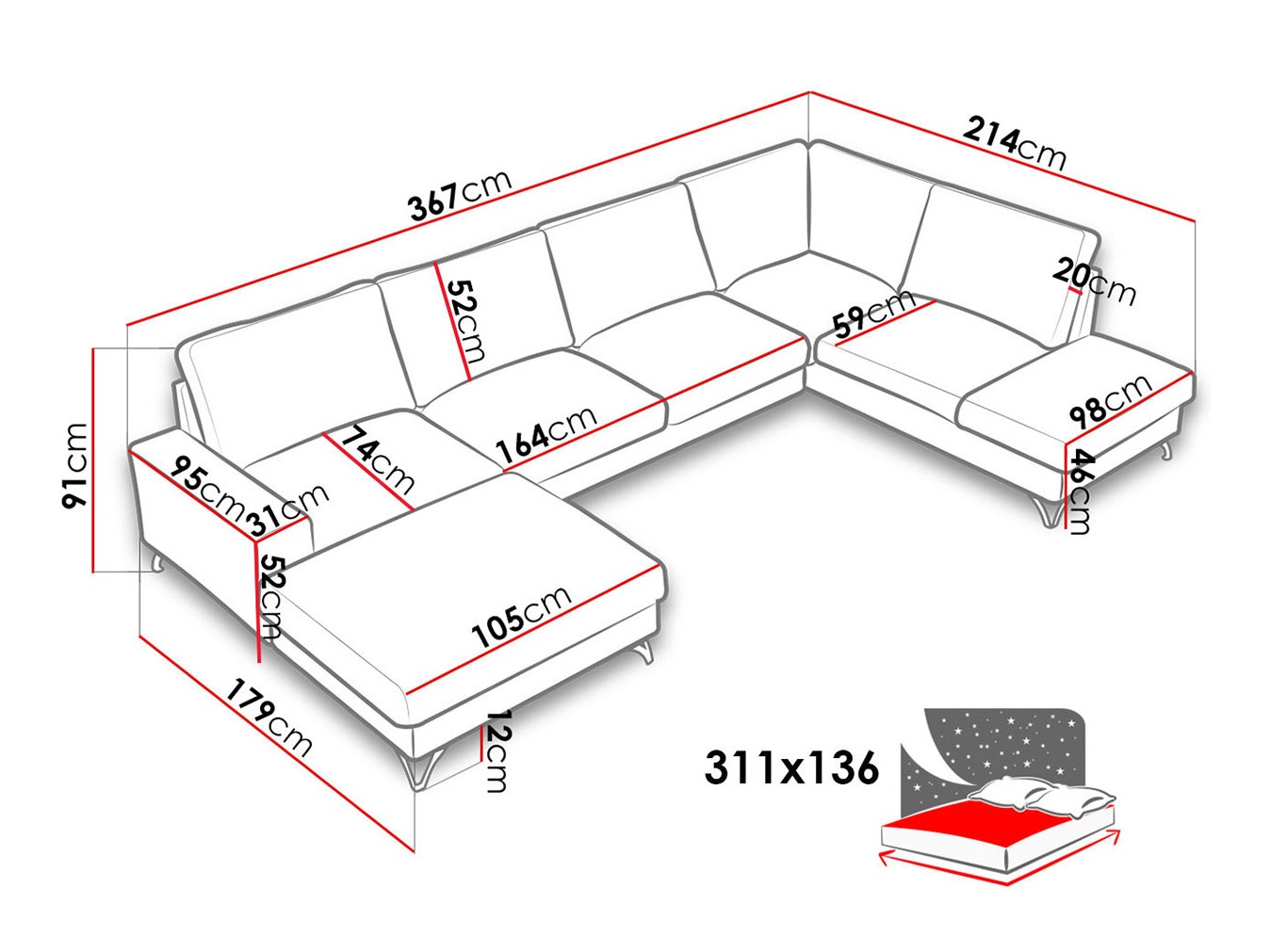 Hoekbank ComfiDream 113 (Verita 03)