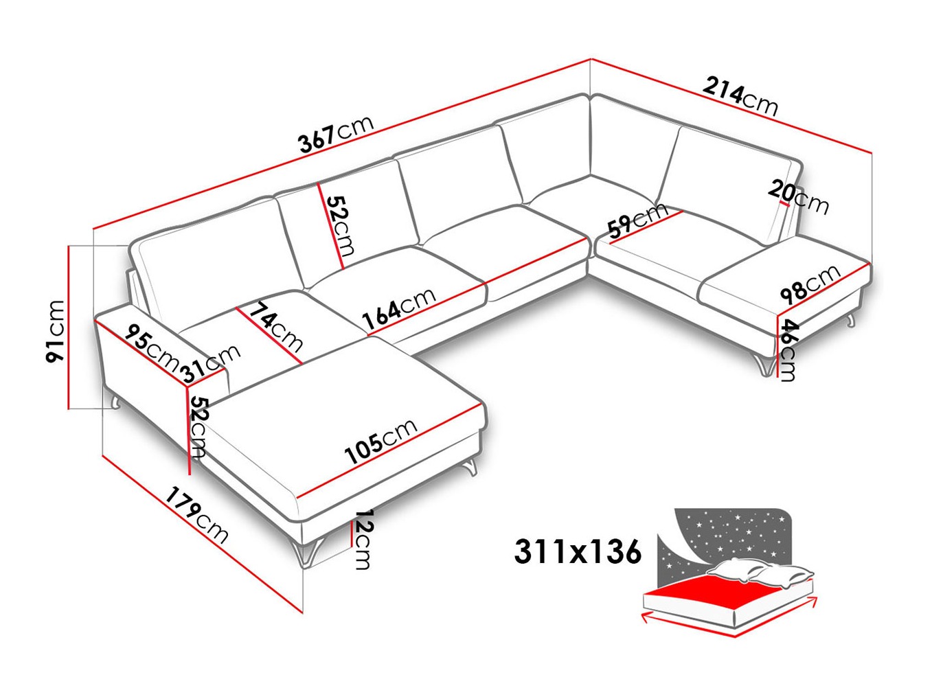 Hoekbank ComfiDream 113 (Verita 28)