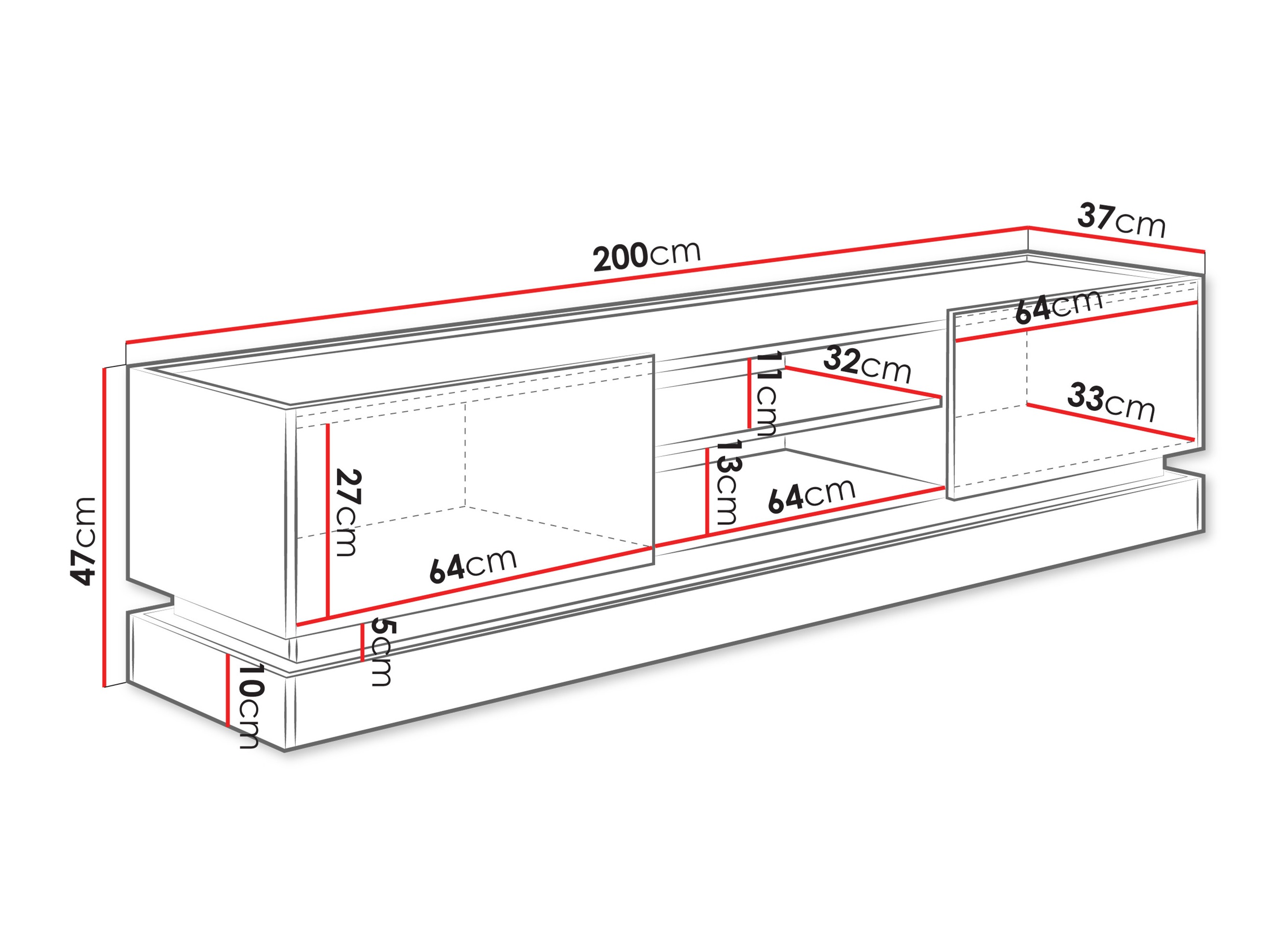 TV-meubel Comfivo Tilia (Zwart + Eiken)