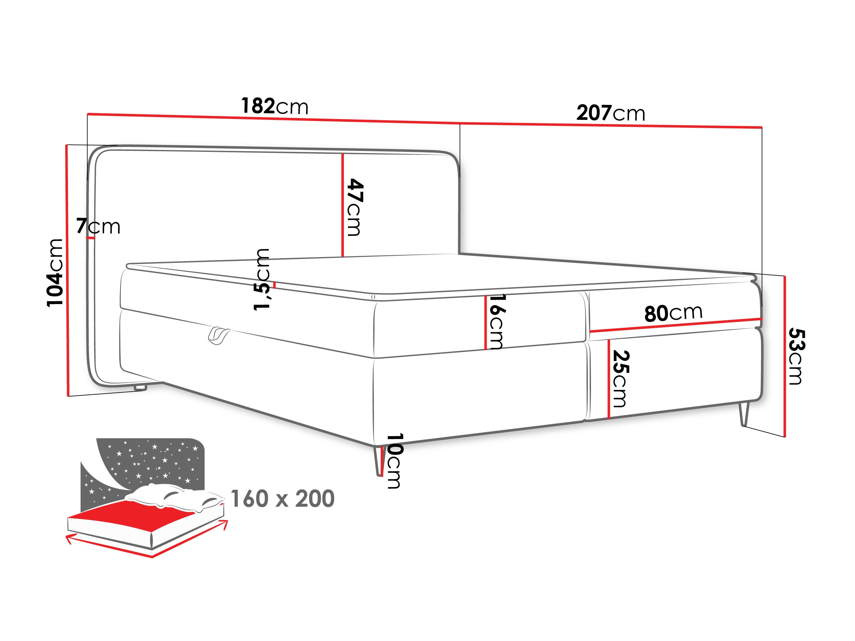 Boxspring Stonecrest 108 (Taro 98)