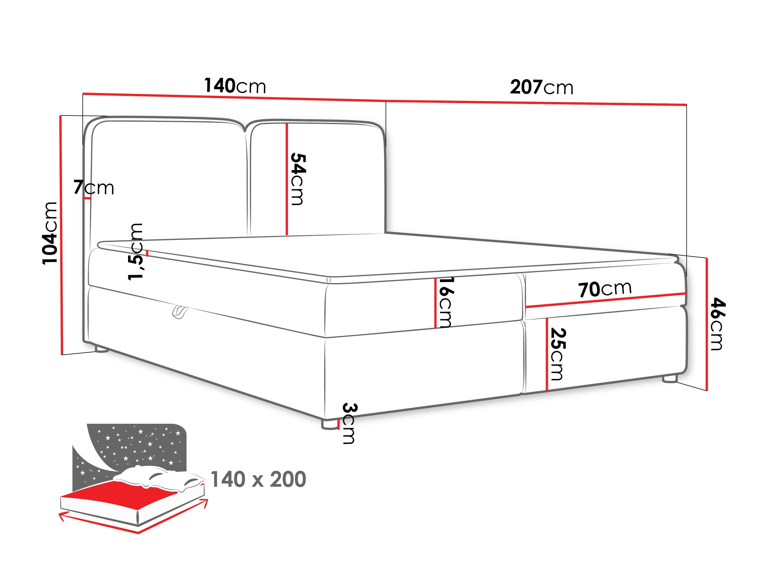Boxspring Stonecrest 109 (Taro 98)