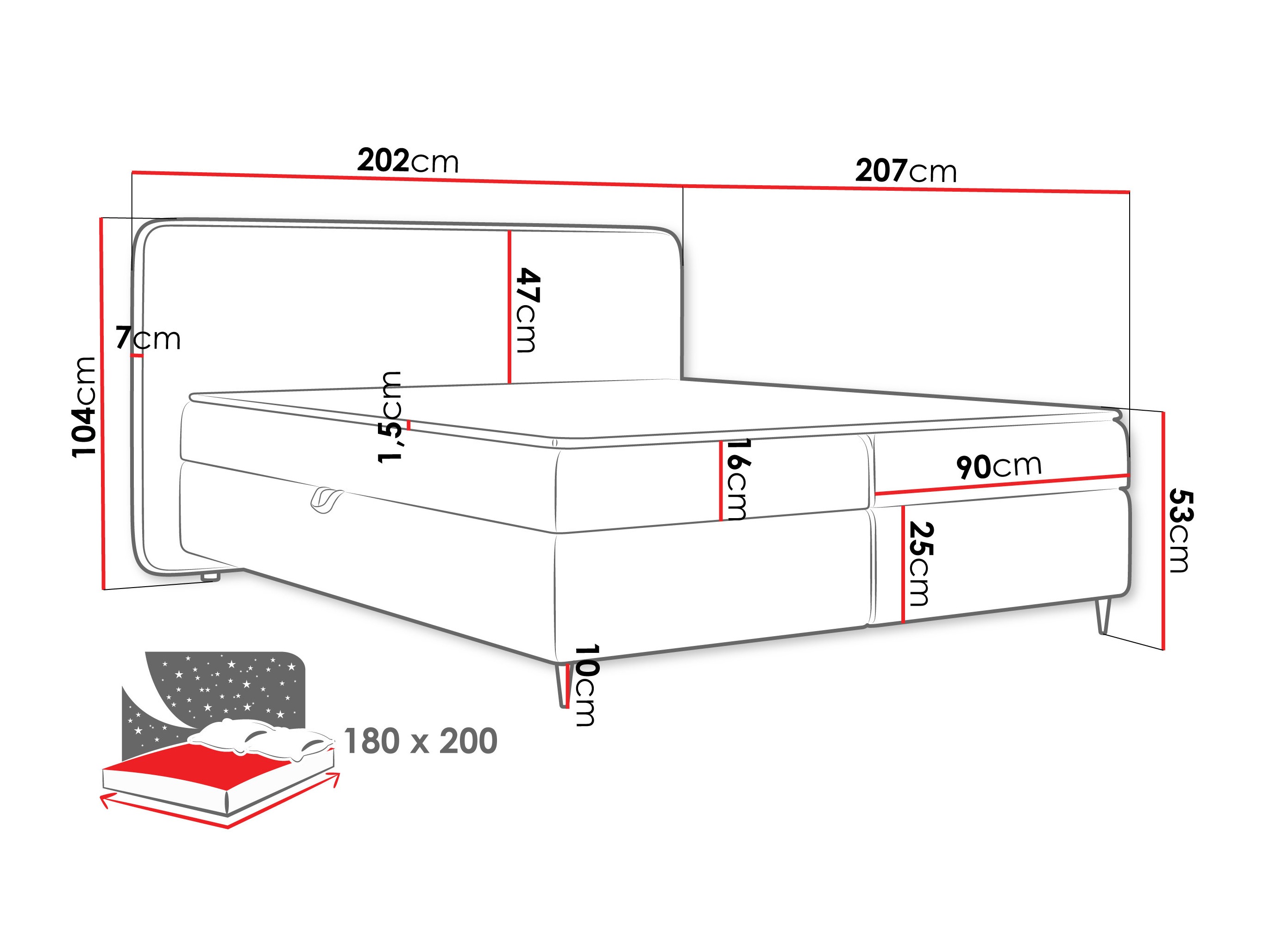 Boxspring Stonecrest 108 (Taro 98)
