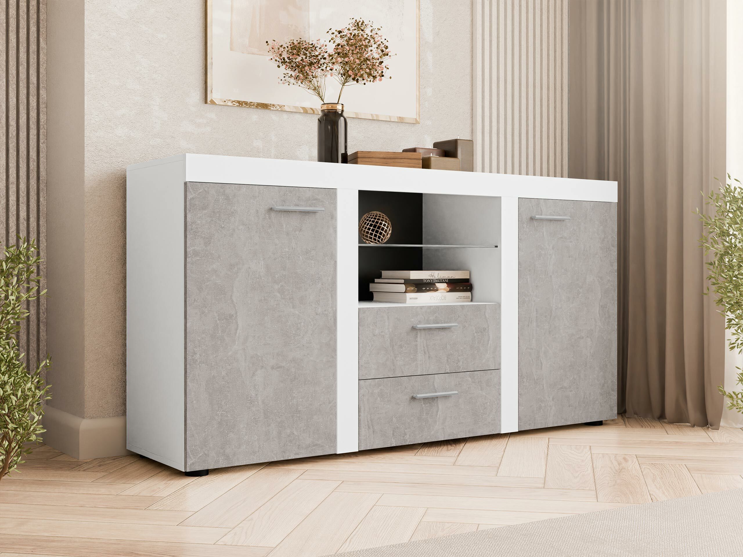 Ladekast Soca (Wit + Beton)