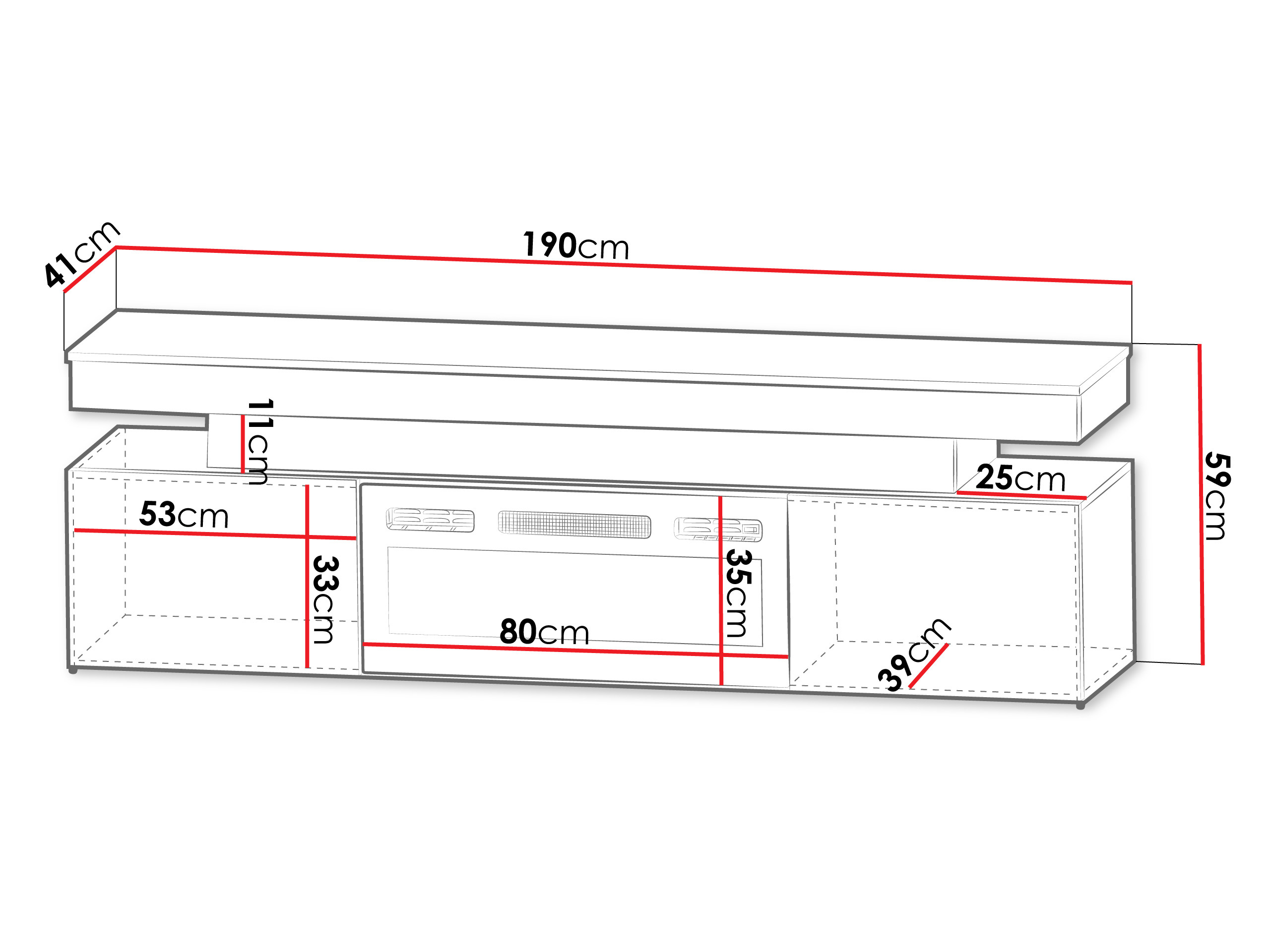 TV-meubel Monfero 104 (Wit + Glanzend wit)