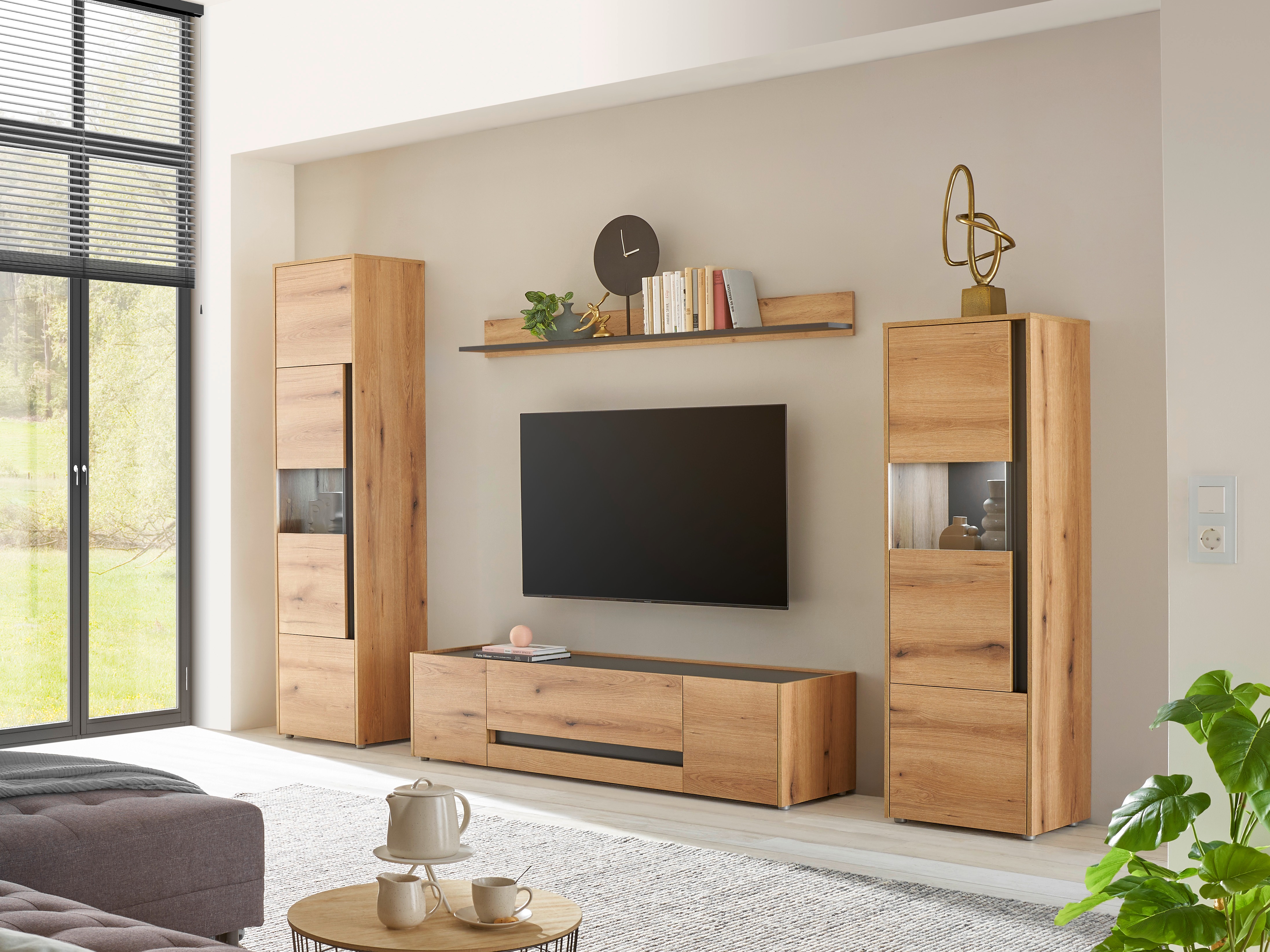 Woonkamerset Elbsori 130 (Eiken + Antraciet)