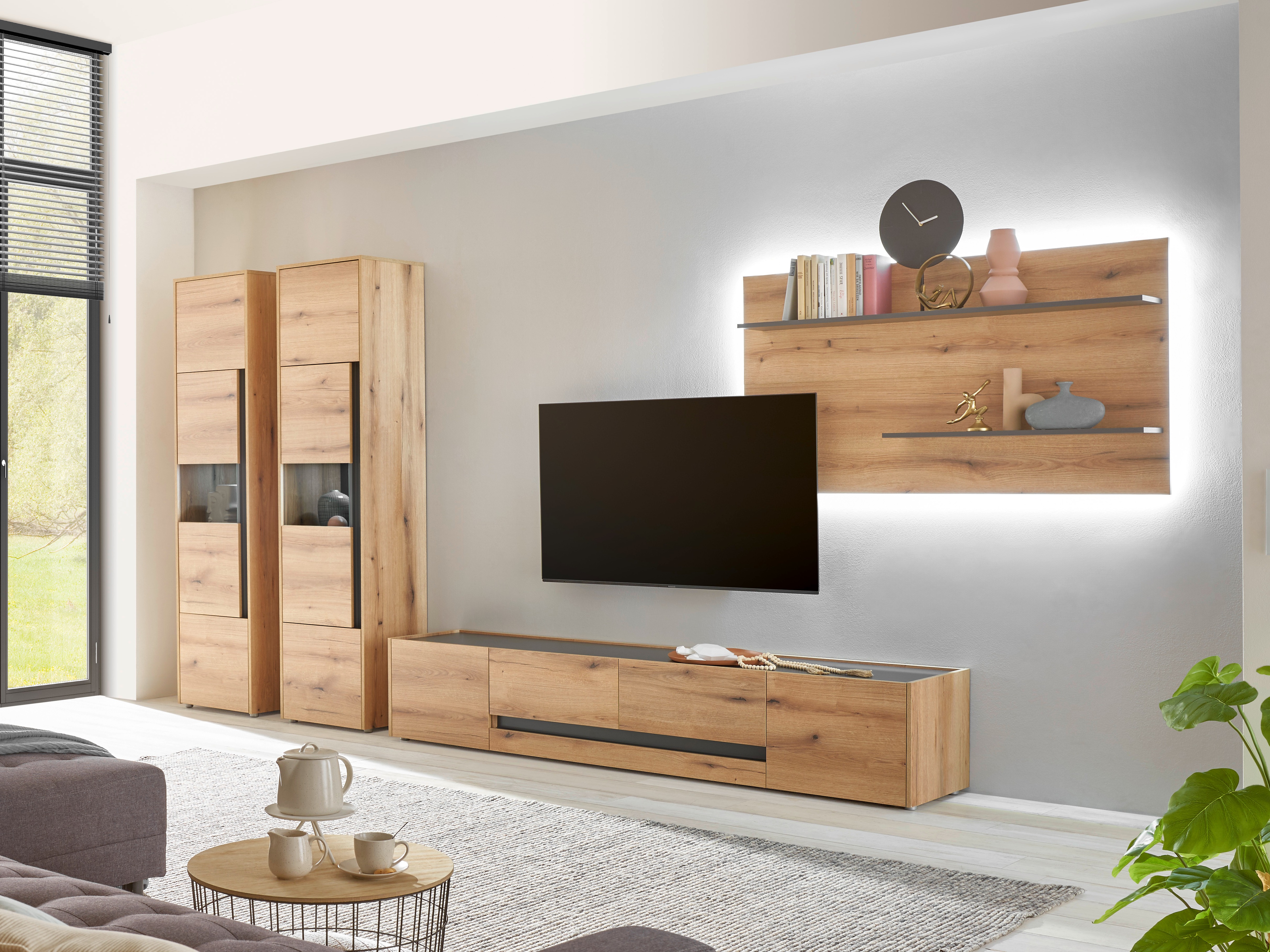 Woonkamerset Elbsori 132 (Eiken + Antraciet)