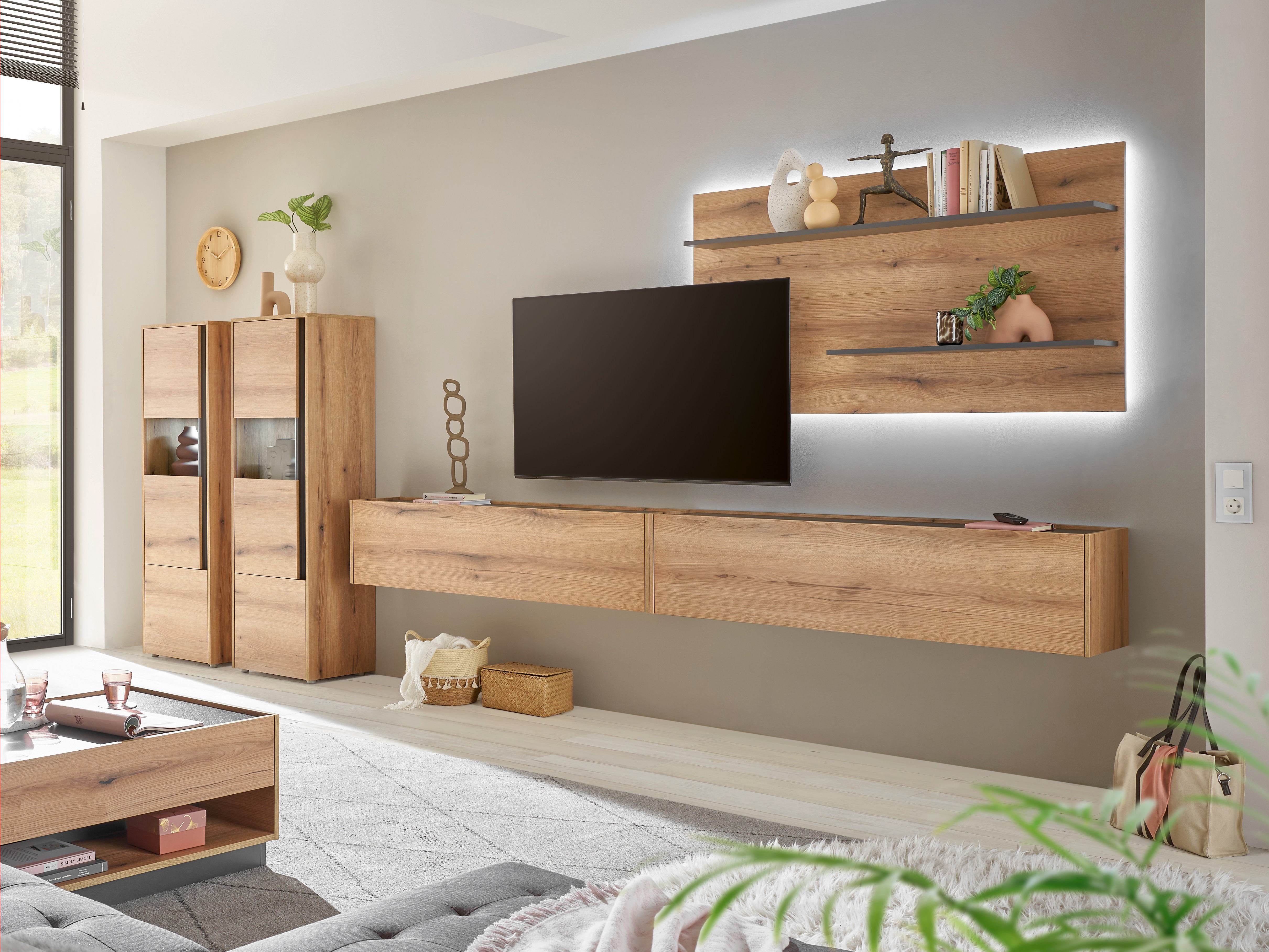 Woonkamerset Elbsori 135 (Eiken + Antraciet)