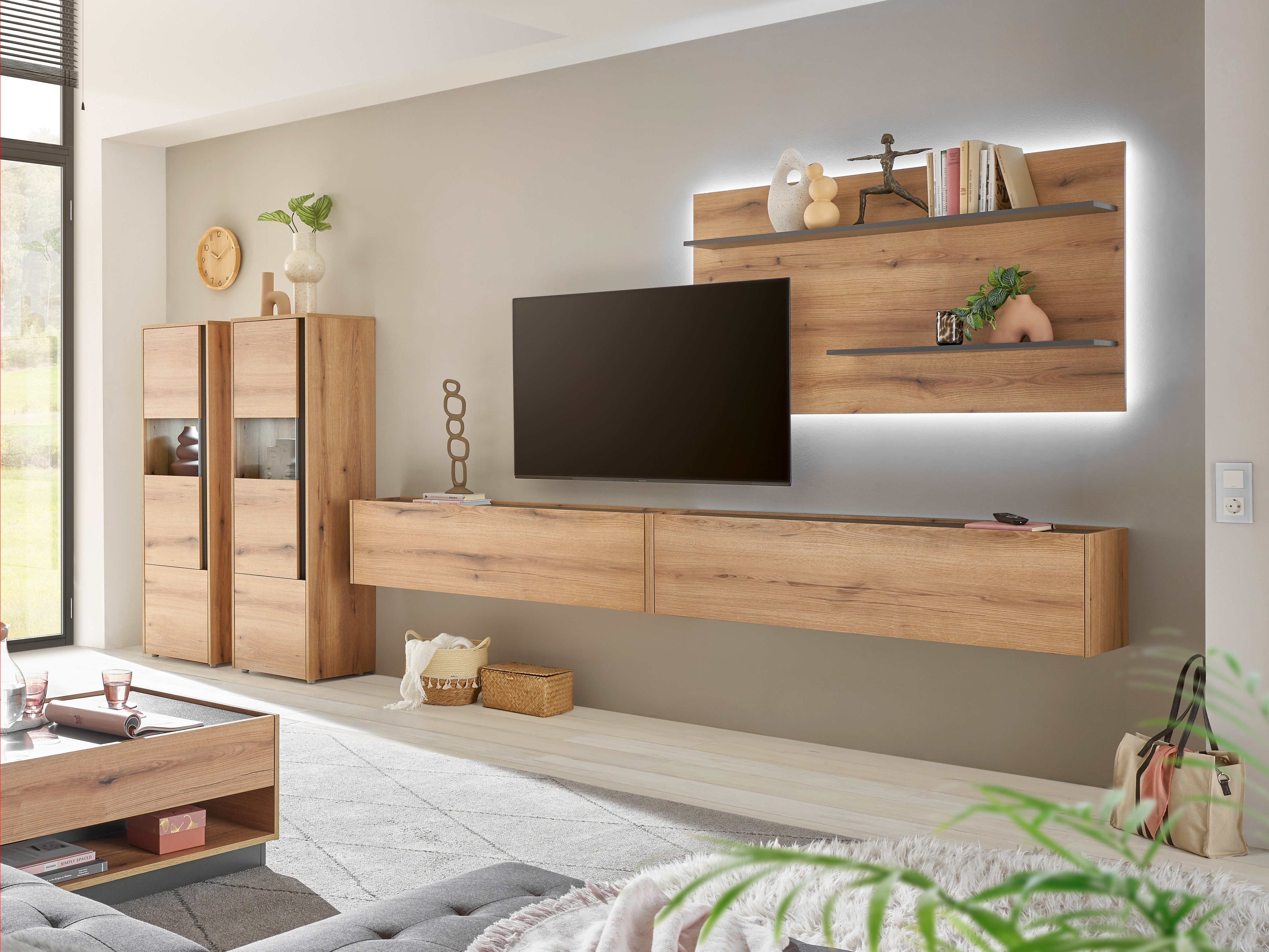 Woonkamerset Elbsori 135 (Eiken + Antraciet)