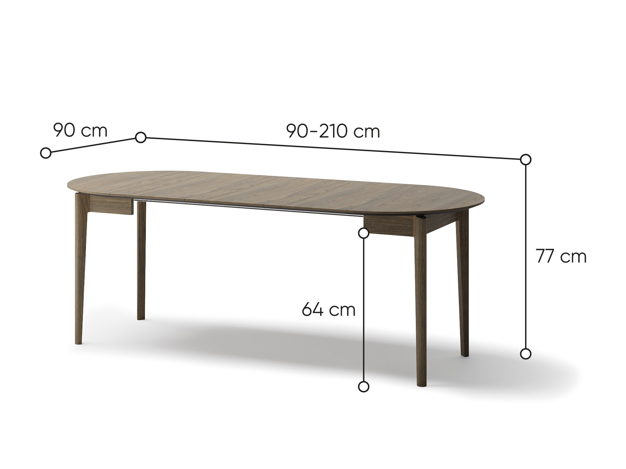 Tafel Fresno 180 (Donkere eik)