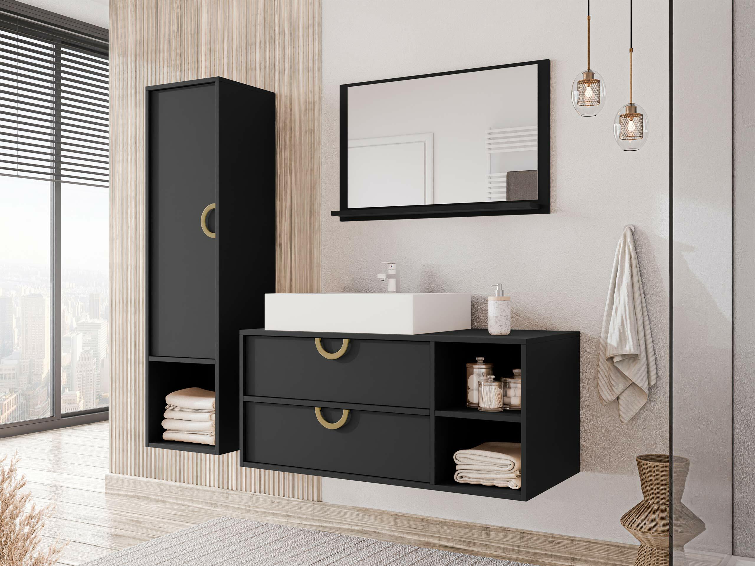 Badkamer spiegel Sodalis (Zwart)