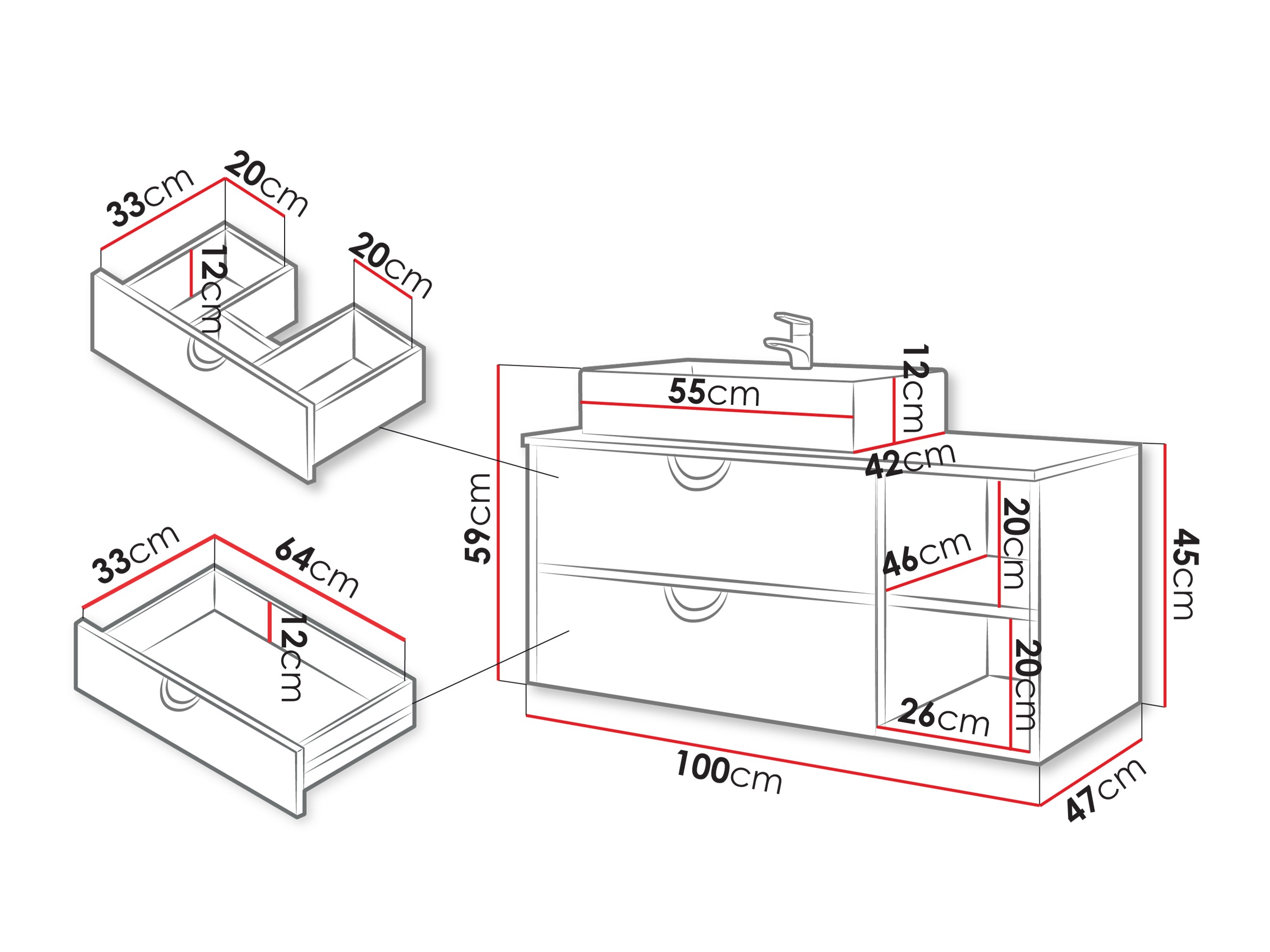 Hangend badkamermeubel voor wastafel Providence 193 (Notenhout)