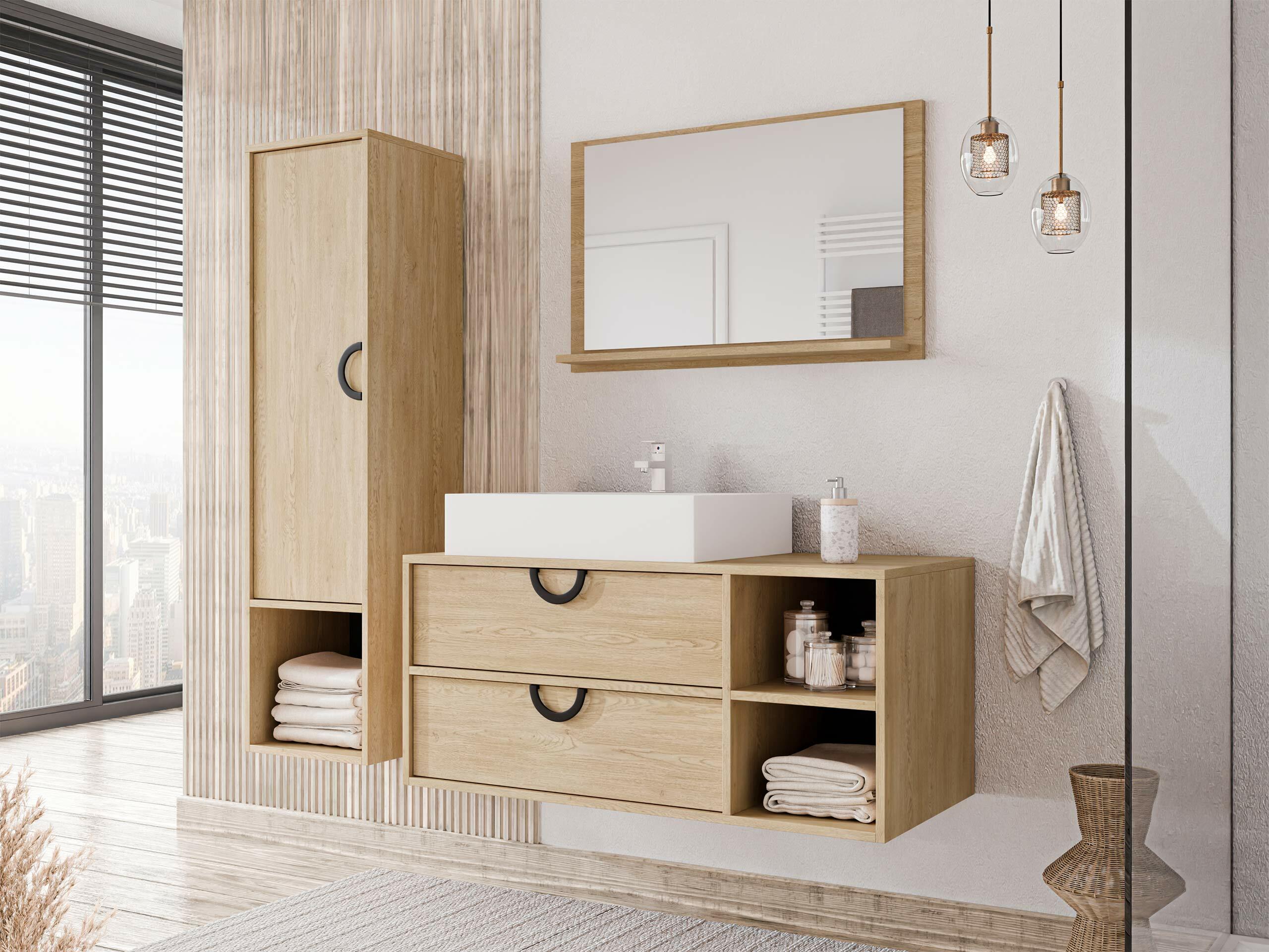 Wand badkamermeubel Providence 194 (Eiken)