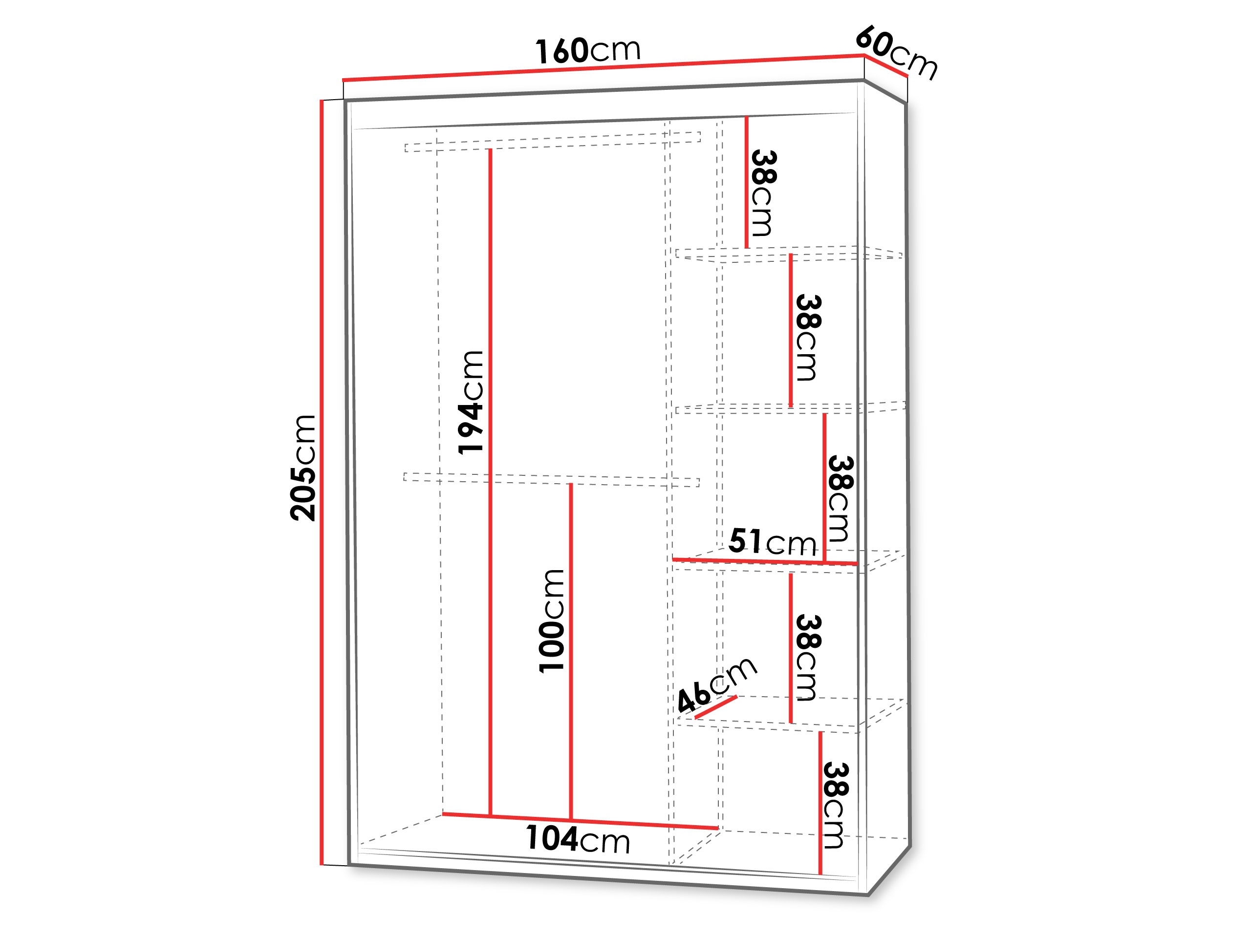 Kledingkast Apopka 103 (Kasjmier)
