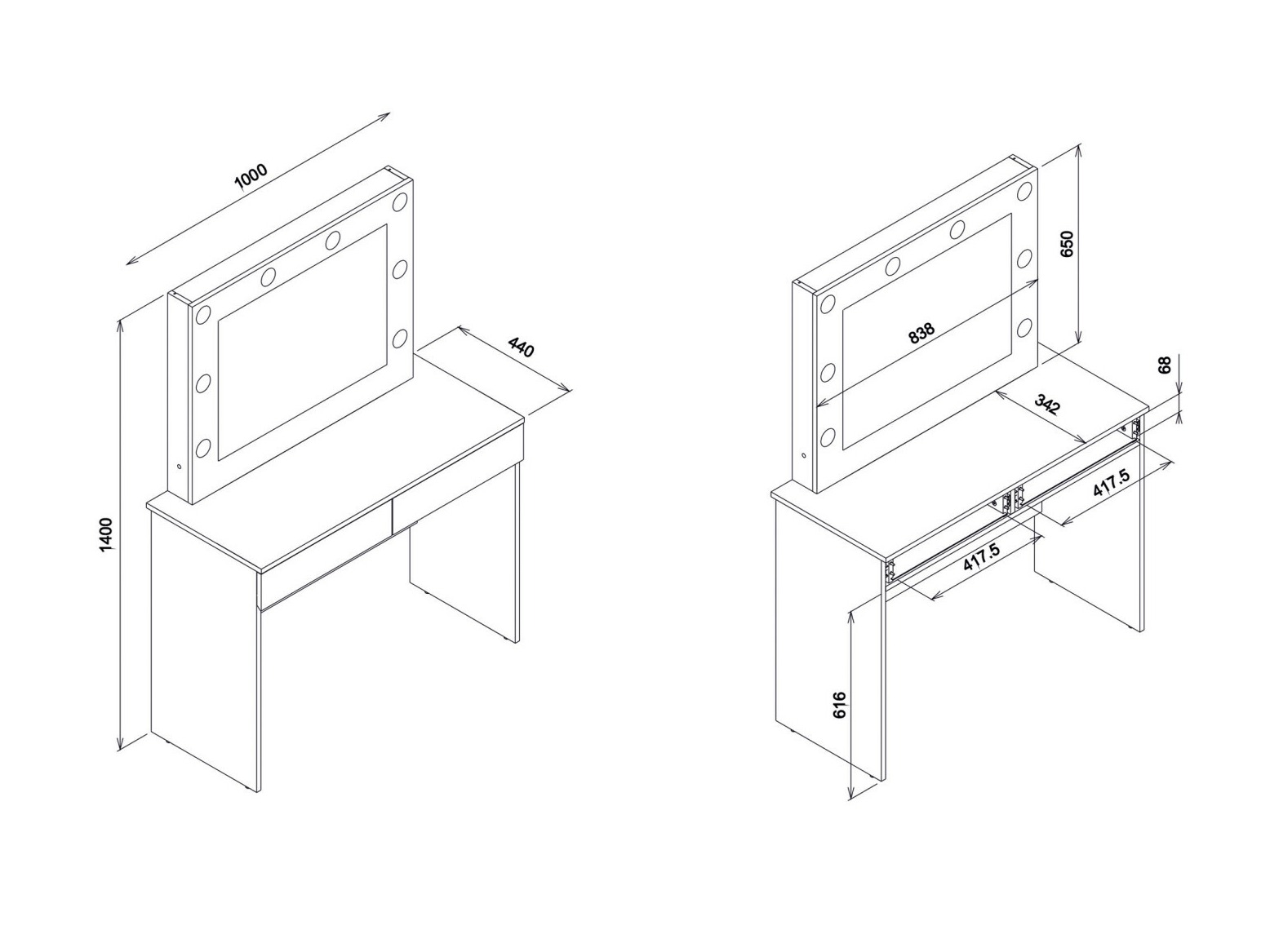 Kaptafel Catelbi 113 (Wit)