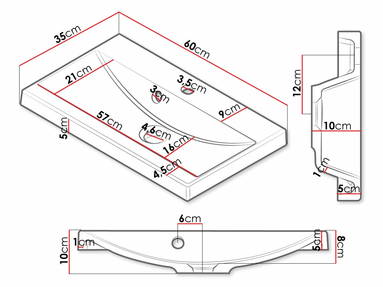 Badkamerset Sarasota 123 (Grafiet)
