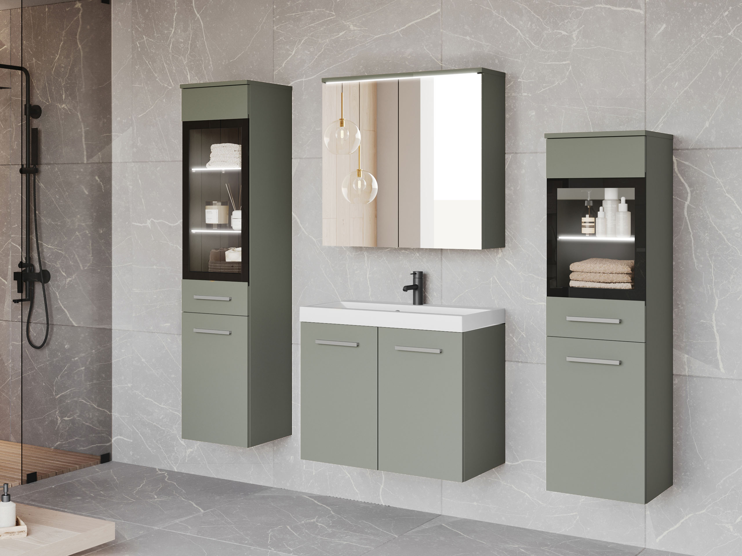 Badkamerset Sarasota 140 (Stoffig groen)