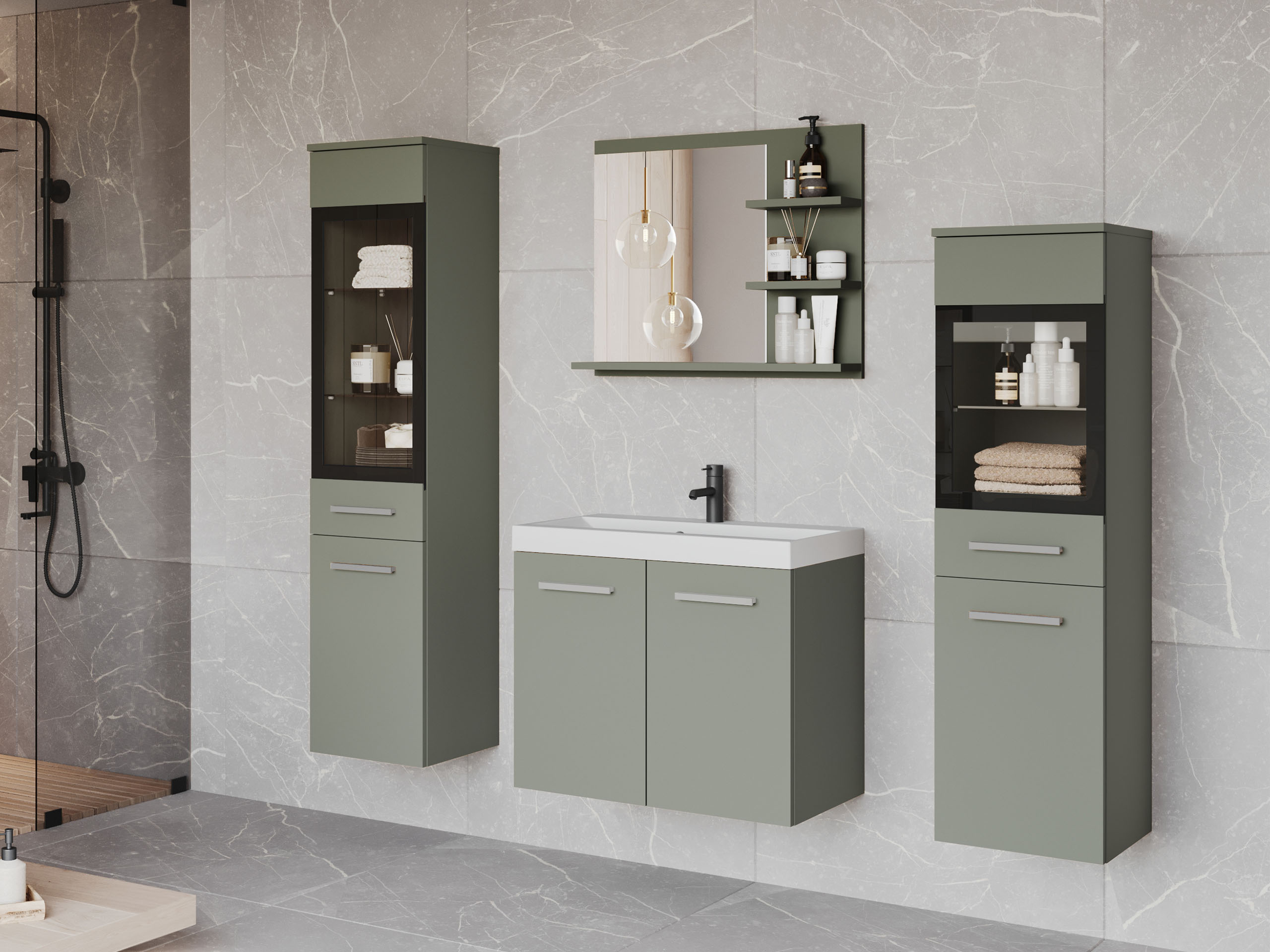 Badkamerset Sarasota 141 (Stoffig groen)