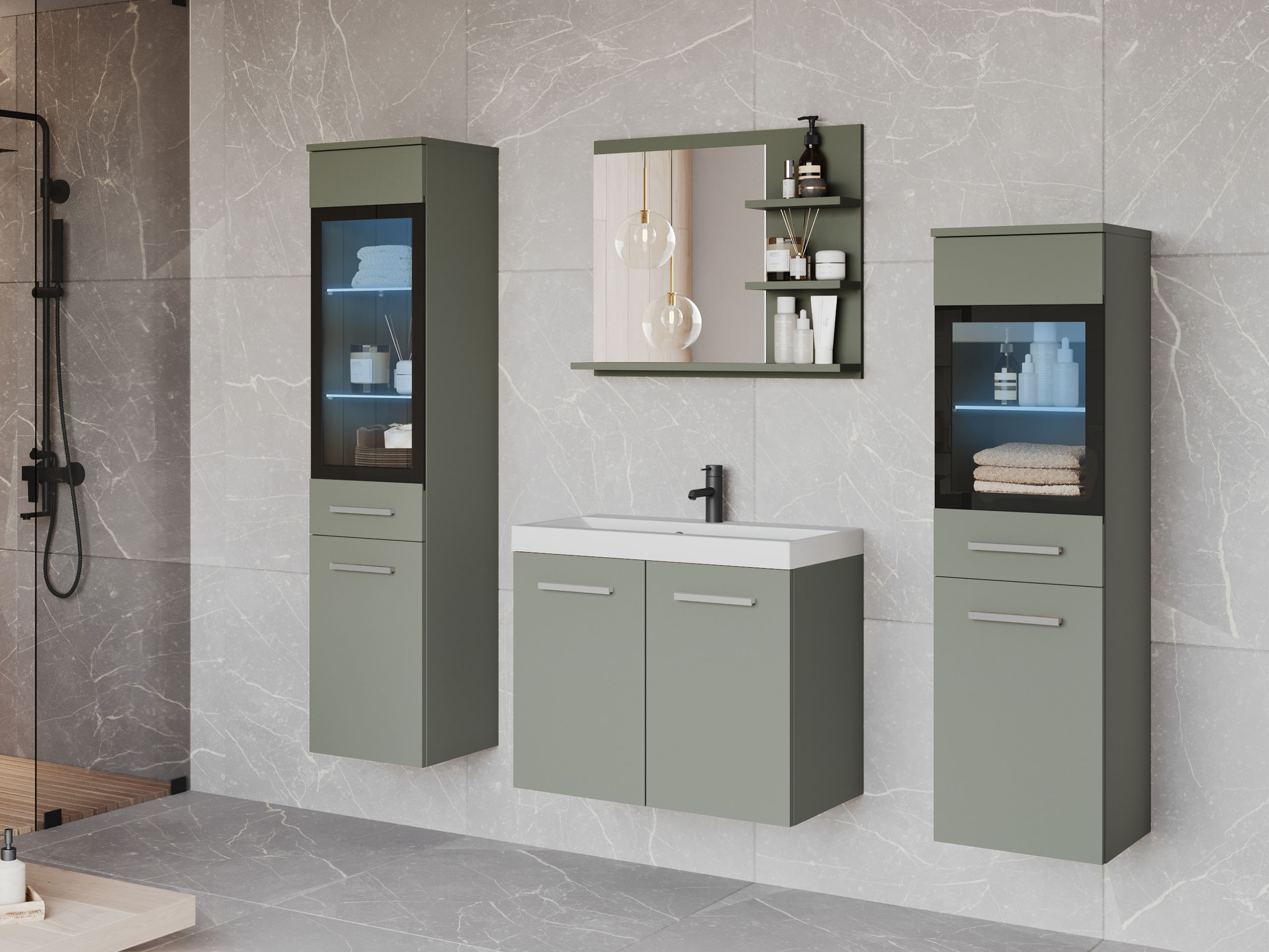 Badkamerset Sarasota 141 (Stoffig groen)
