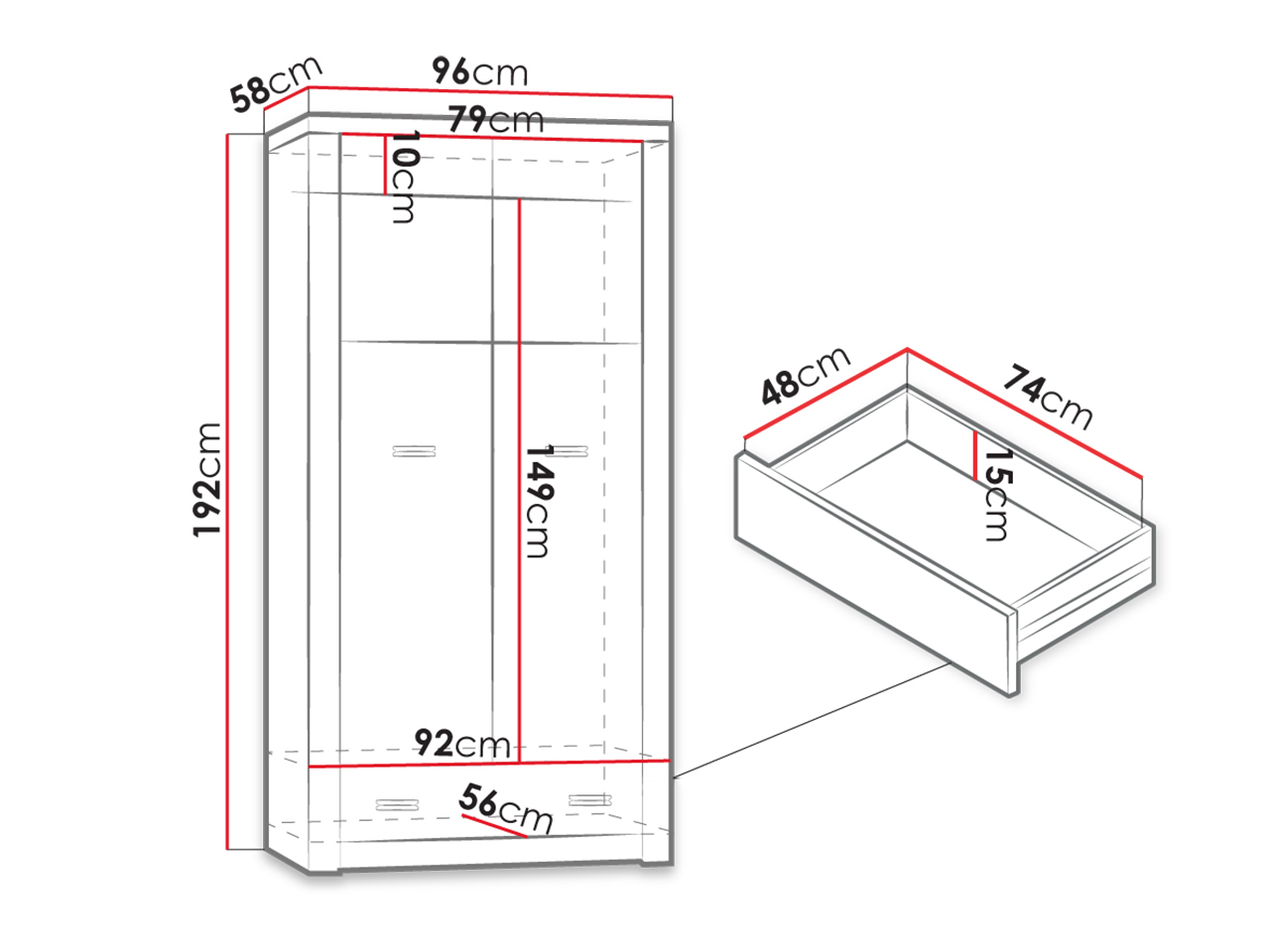Kledingkast Serfeno 100 (Donker essen)