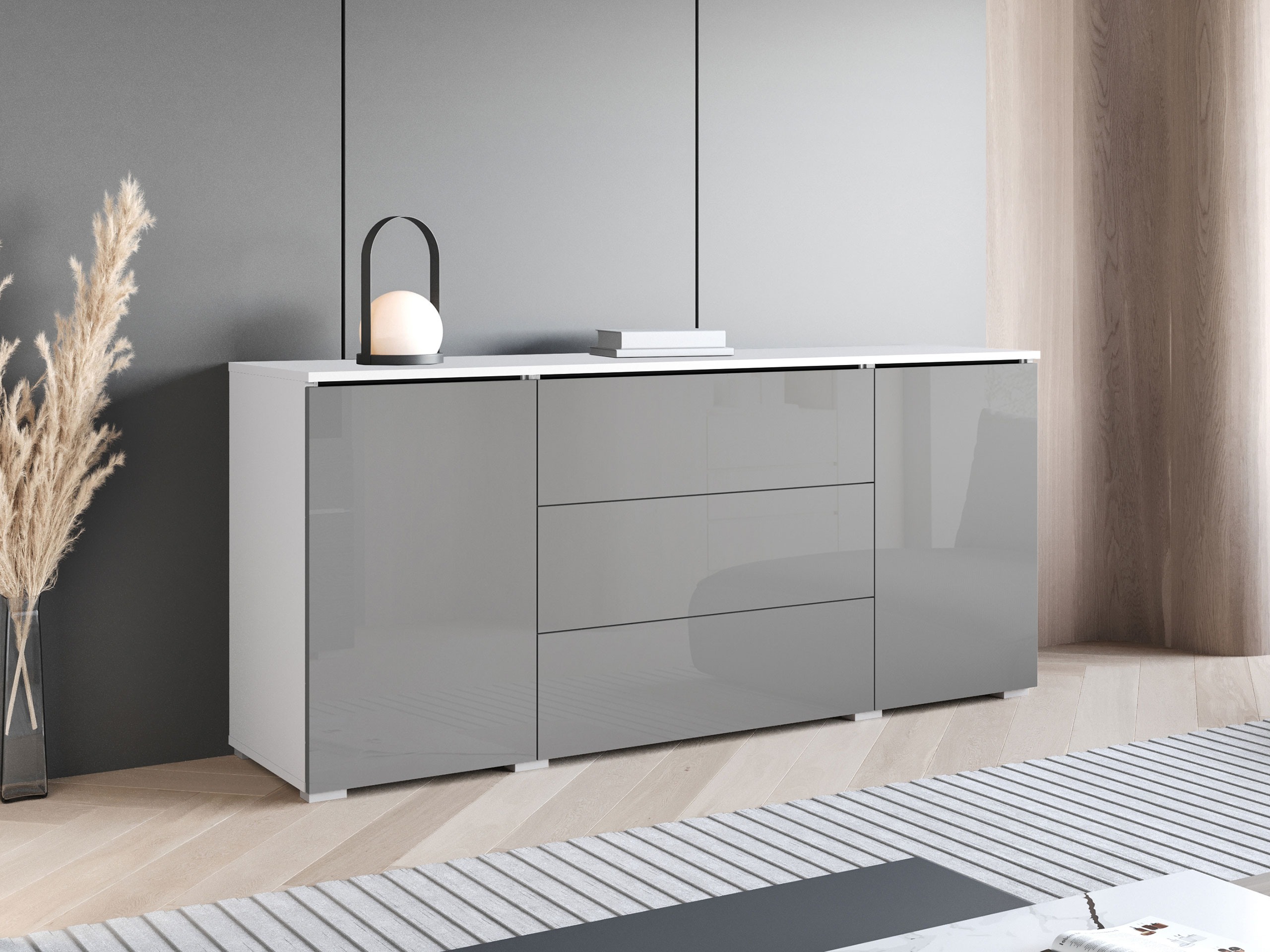 Ladekast Mirfivo 102 (Glanzend grijs)