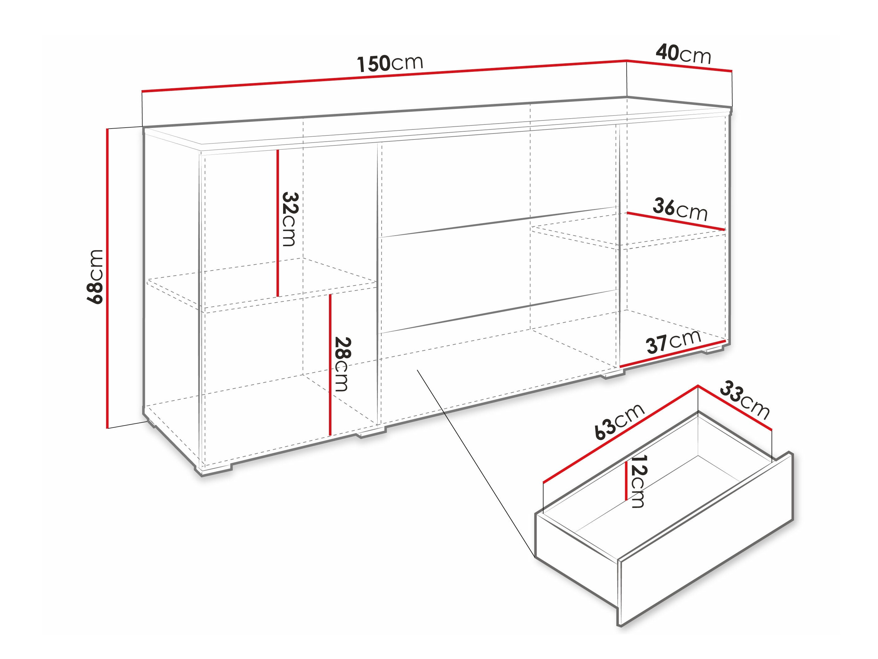 Ladekast Sarasota 142 (Matera grijs + Kastanje)