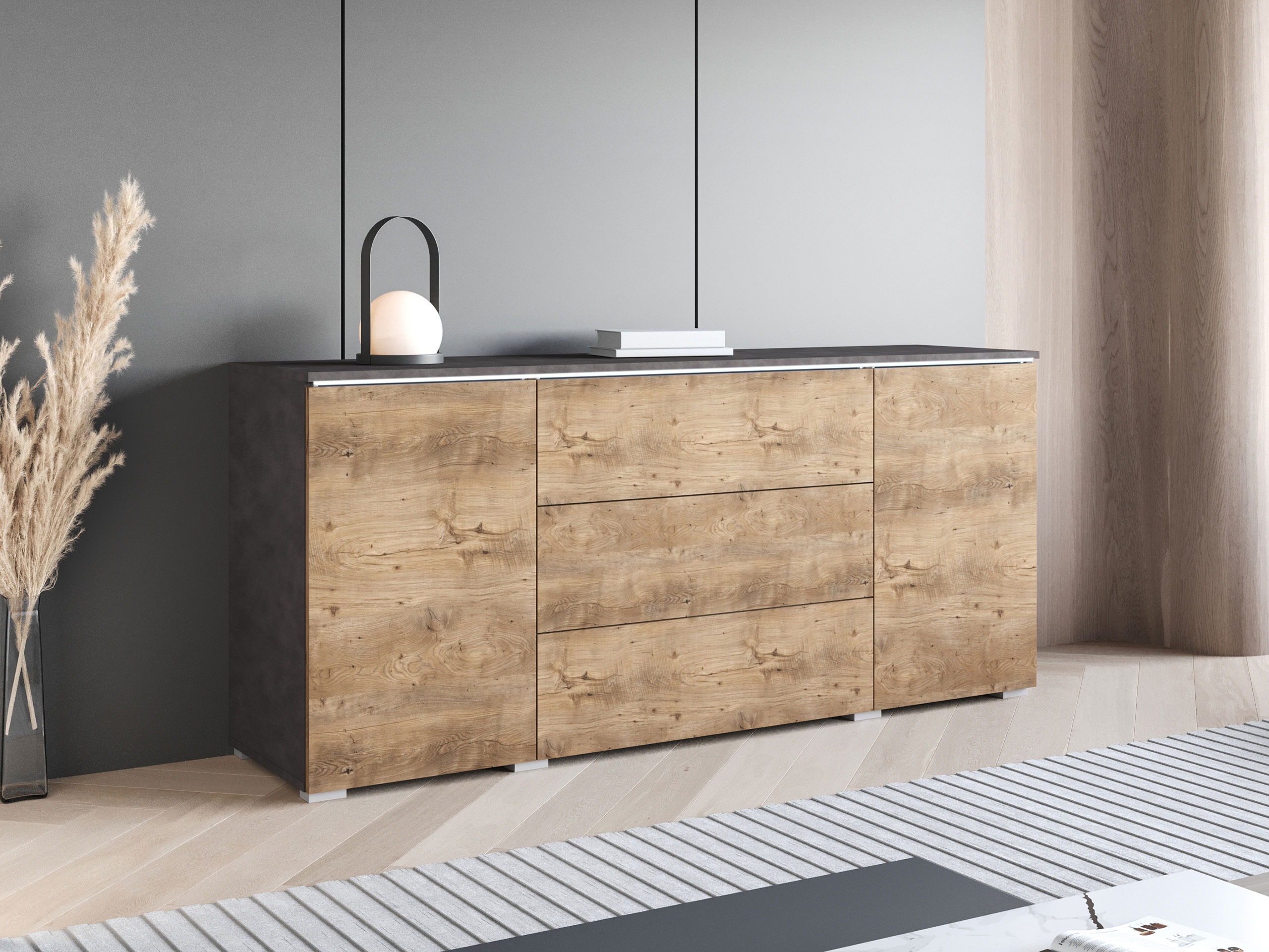 Ladekast Sarasota 142 (Matera grijs + Kastanje)