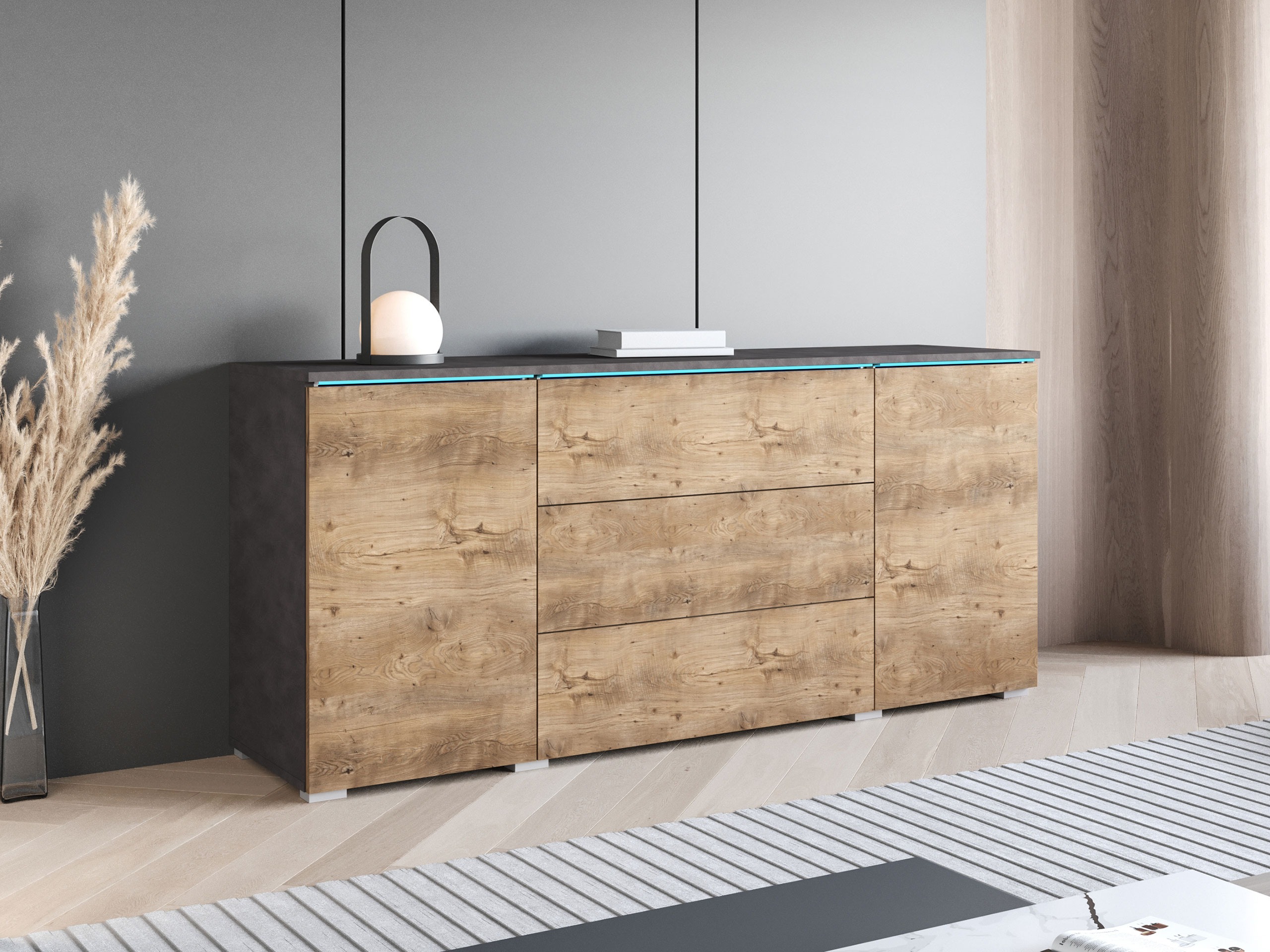 Ladekast Sarasota 142 (Matera grijs + Kastanje)