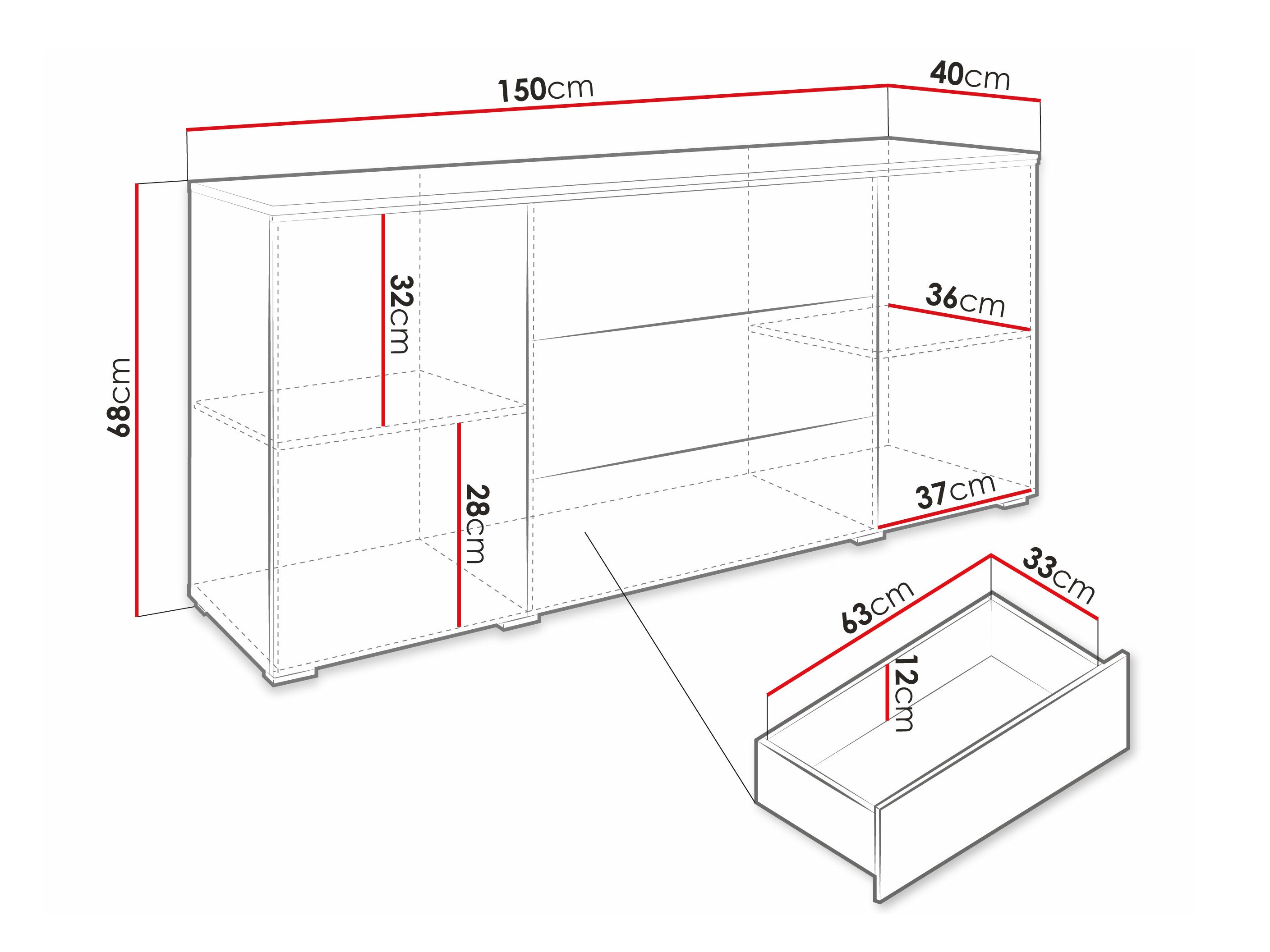 Ladekast Sarasota 142 (Wotan eik)
