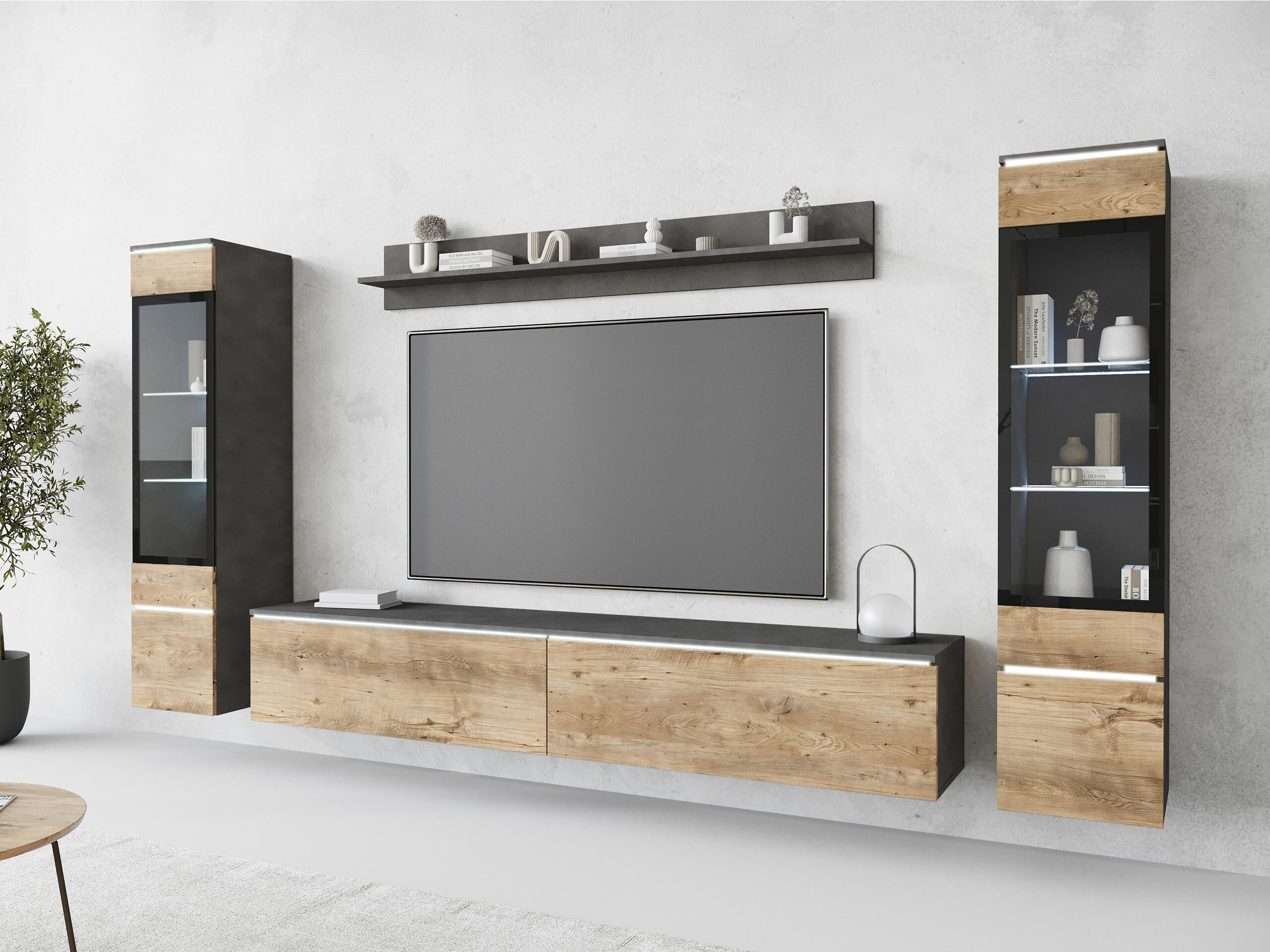 Woonkamerset Sarasota 126 (Matera grijs + Kastanje)