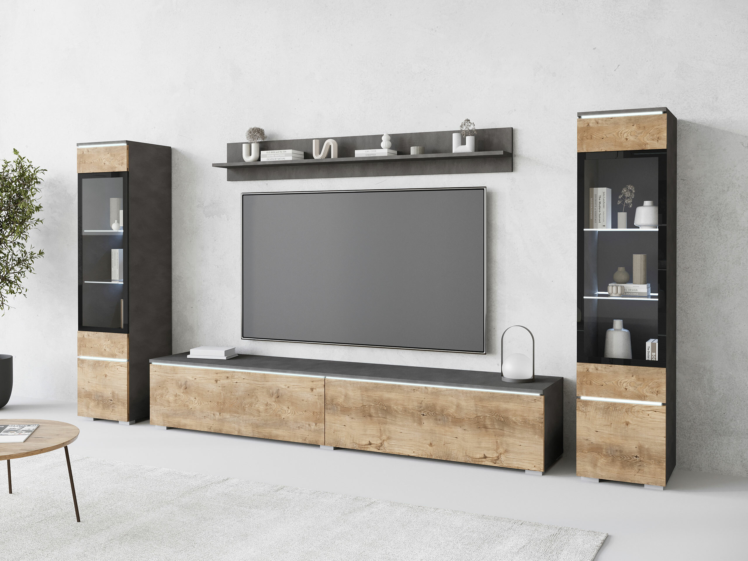 Woonkamerset Sarasota 126 (Matera grijs + Kastanje)