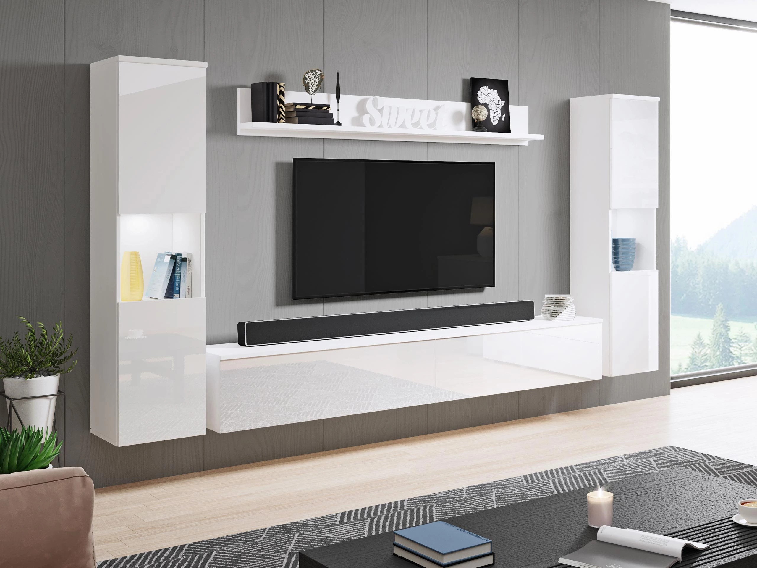 Woonkamerset Sarasota 131 (Wit + Glanzend wit)