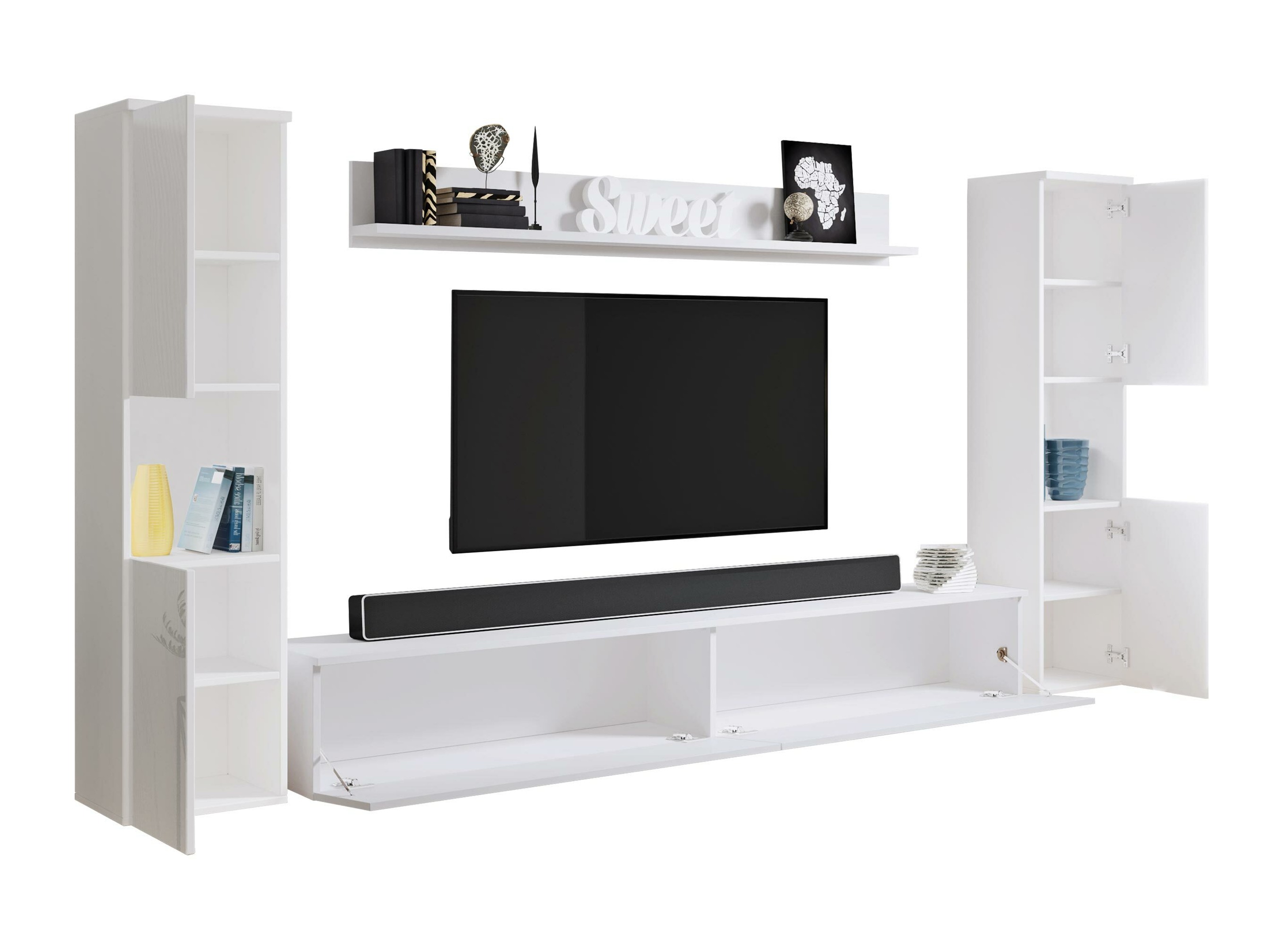 Woonkamerset Sarasota 131 (Wit + Glanzend wit)