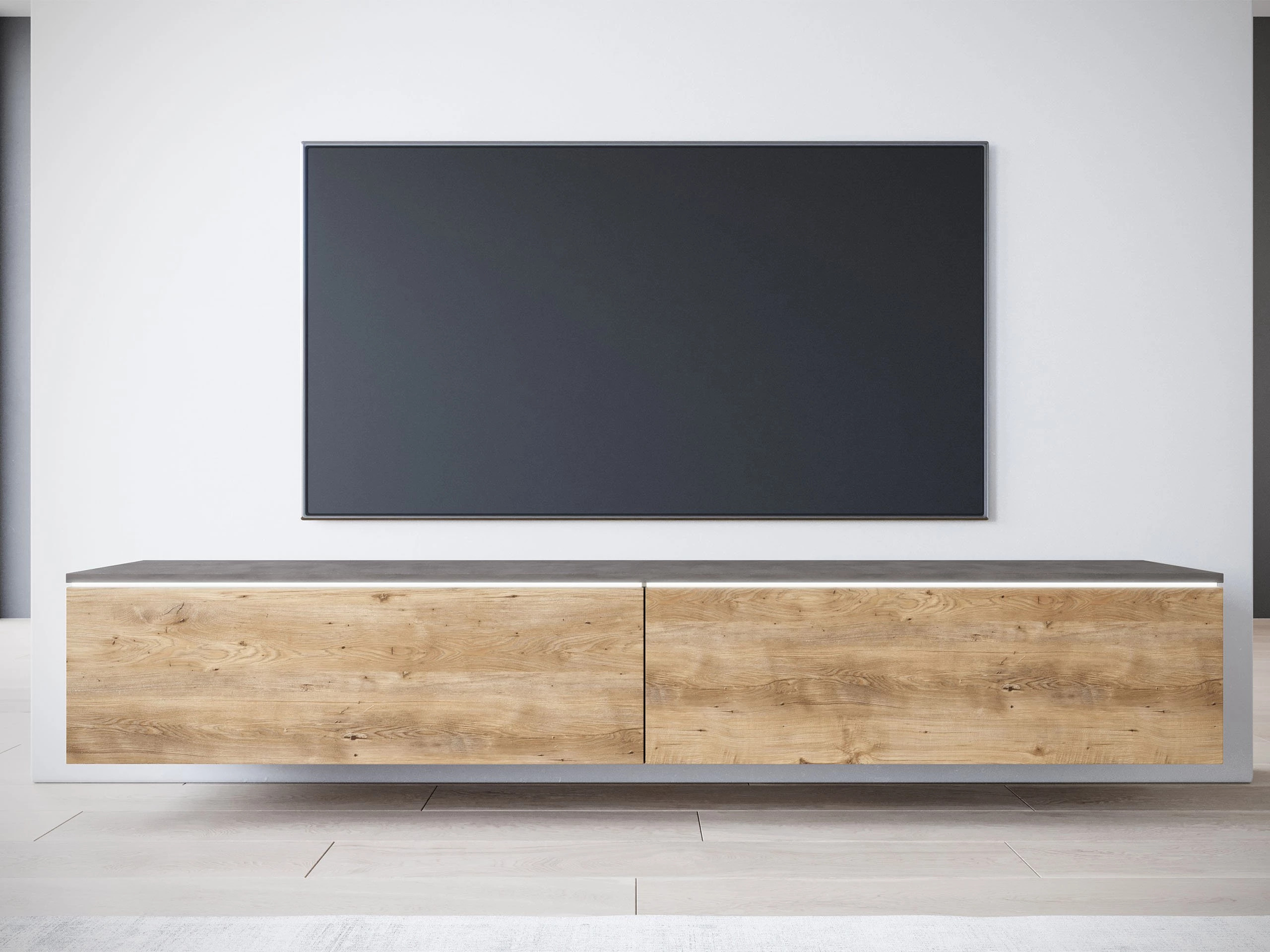 TV-meubel Scientia I (Matera grijs + Kastanje)