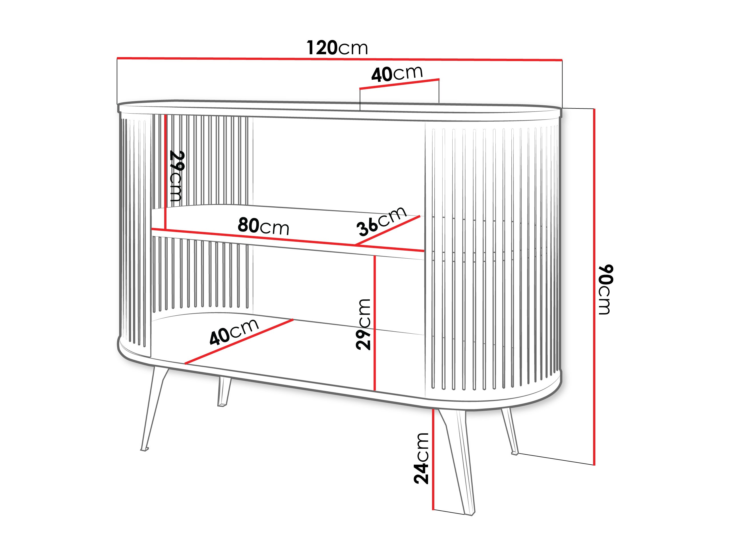 Boekenkast Oswego 147 (Zwart + Wit)