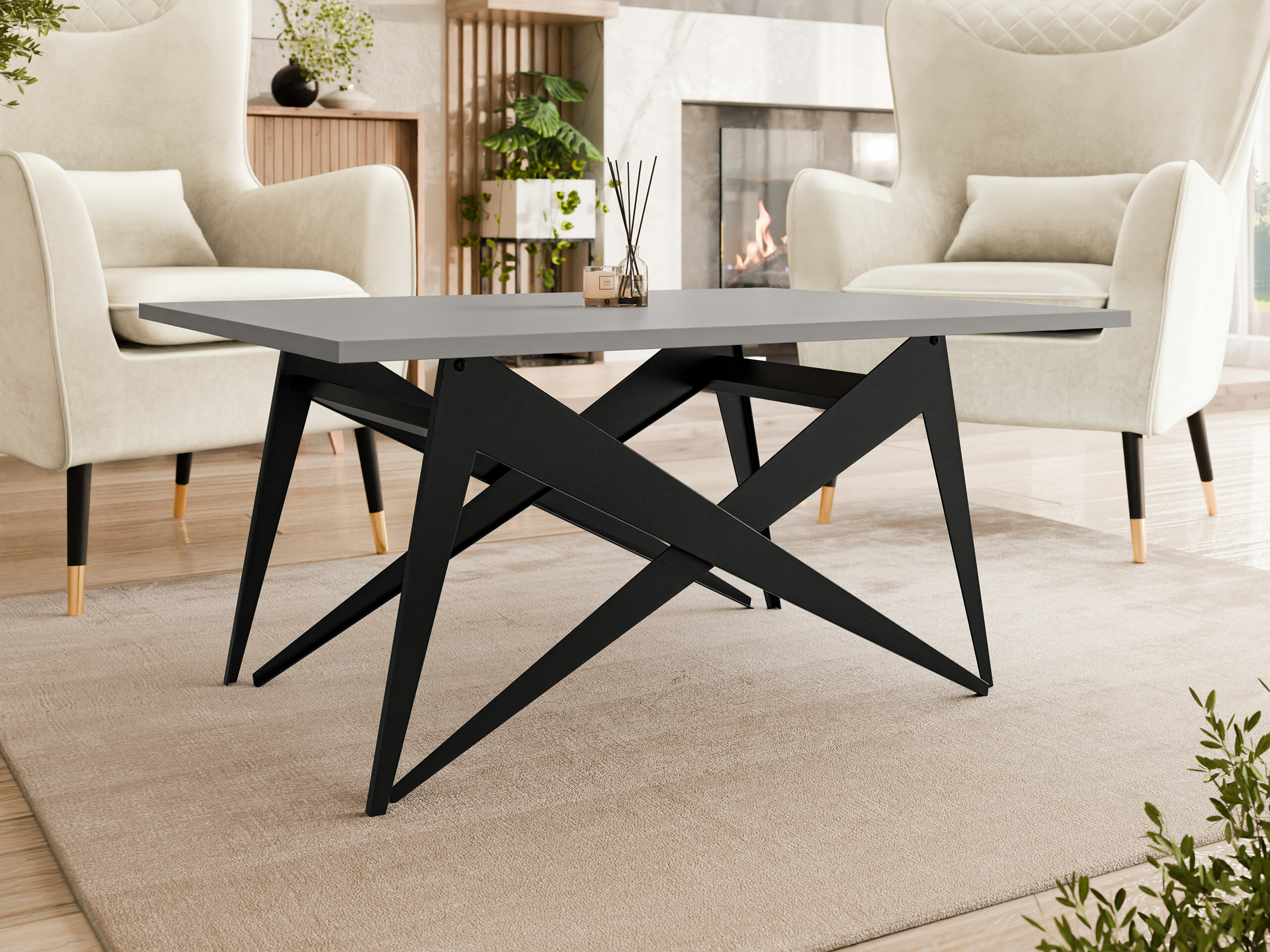 Transformeerbare salontafel Oswego 150 (Grafiet + Zwart)