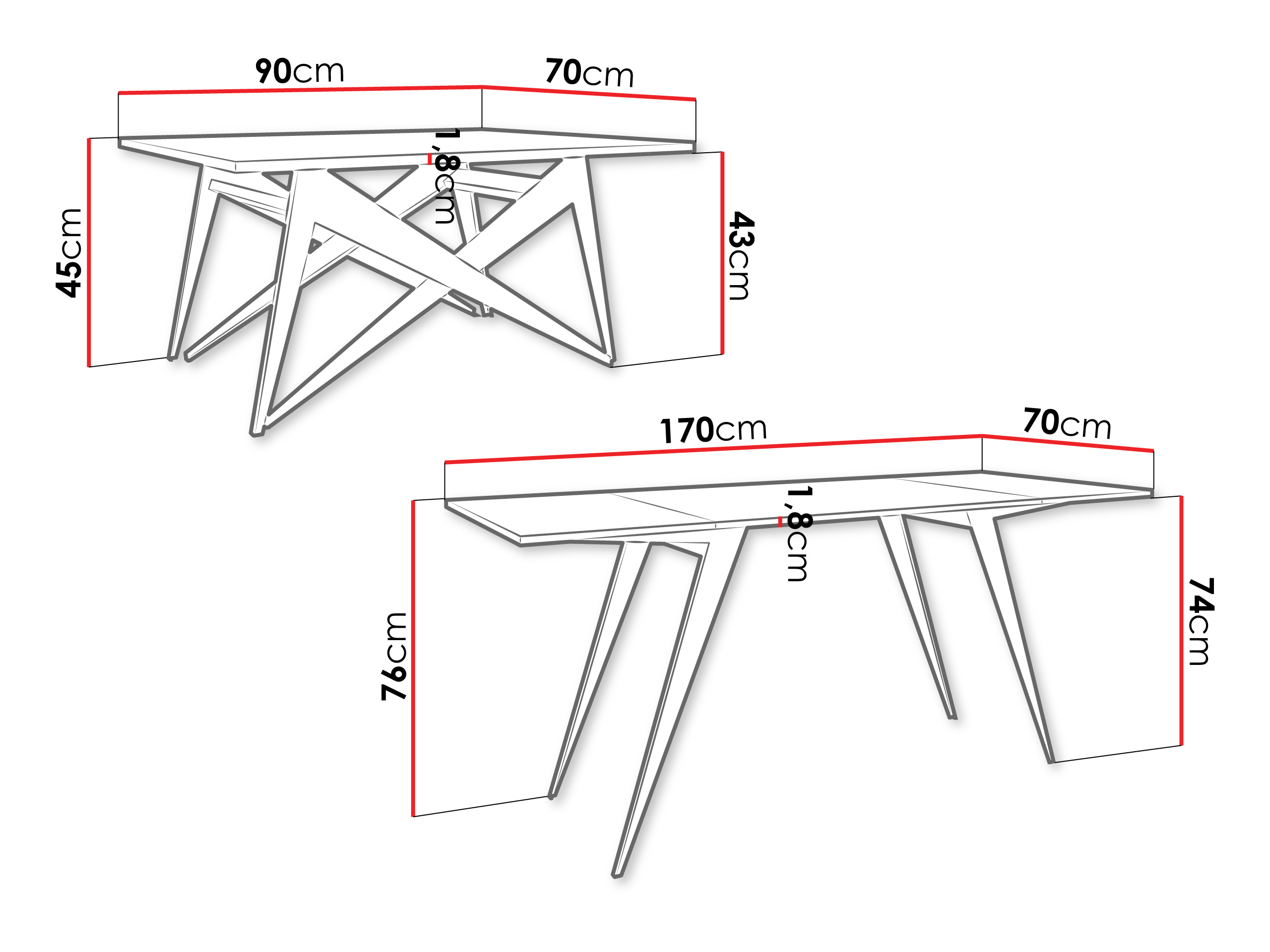 Transformeerbare salontafel Oswego 150 (Wit marmer + Zwart)