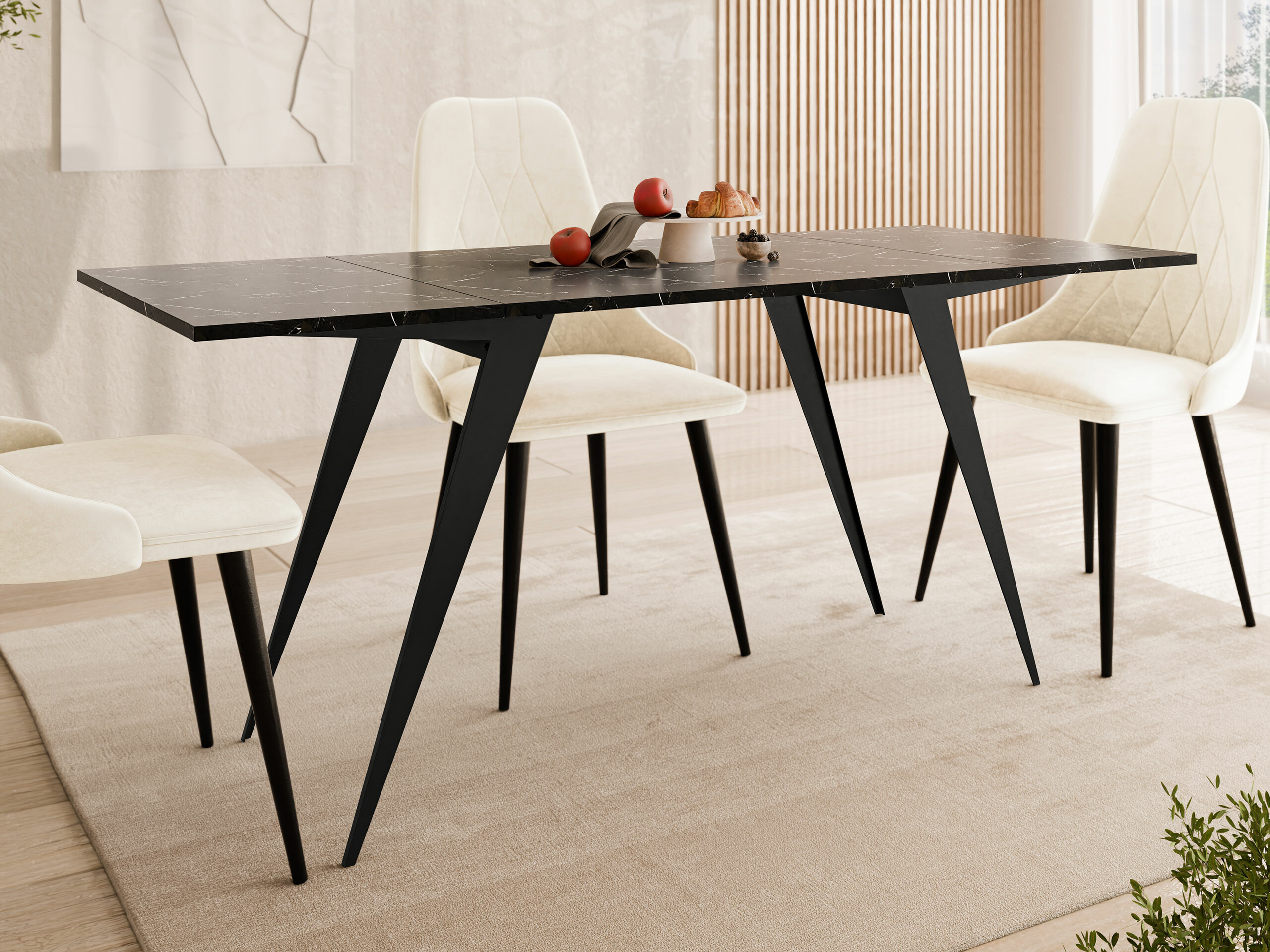 Transformeerbare salontafel Oswego 150 (Zwart marmer + Zwart)