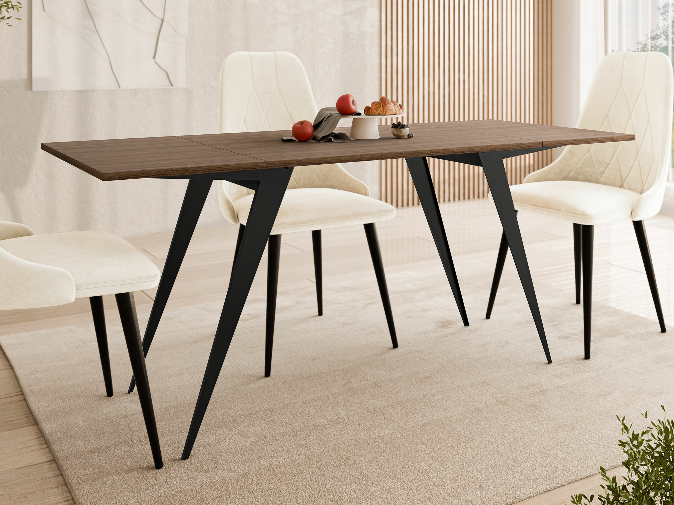 Transformeerbare salontafel Oswego 150 (Notenhout + Zwart)