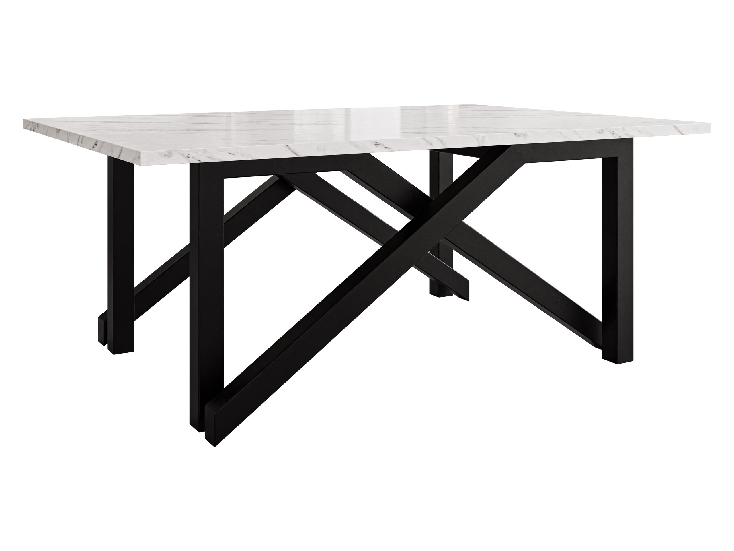 Transformeerbare salontafel Oswego 151 (Wit marmer + Zwart)