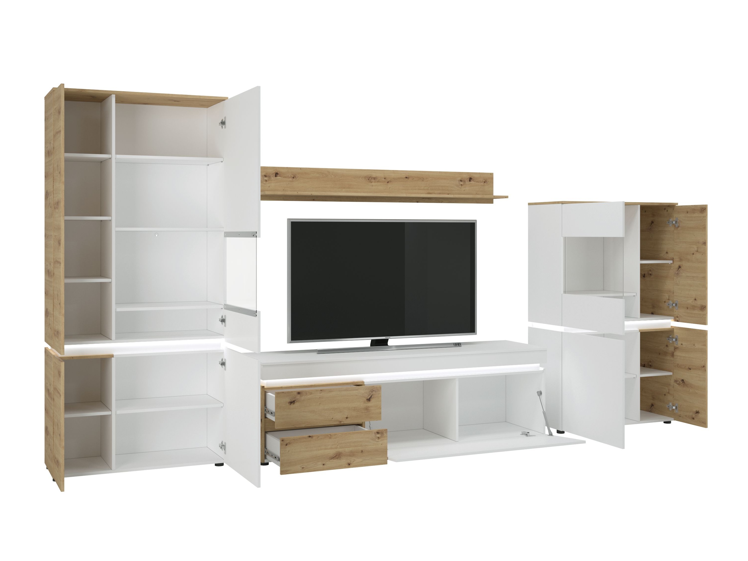 Woonkamerset Ontario 176 (Artisan eiken + Wit)
