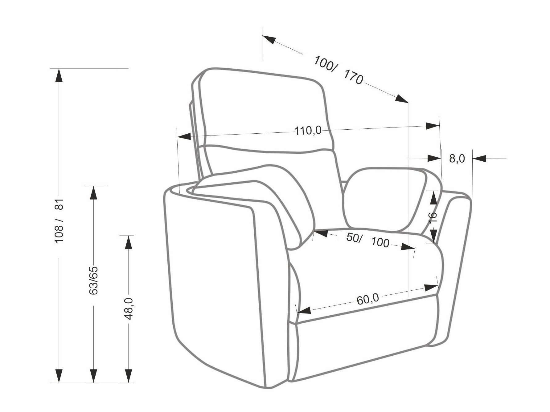 Relaxfauteuil Houston 2079 (Geel)