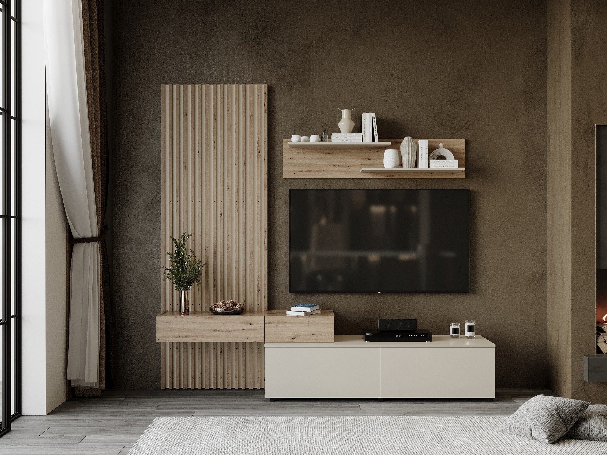 Woonkamerset Houston 2086 (Artisan eiken + Kasjmier)