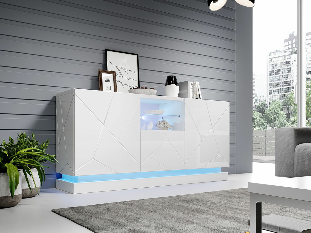 Dressoir Linar (Wit + Glanzend wit)