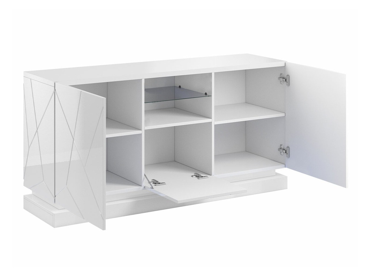 Dressoir Linar (Wit + Glanzend wit)