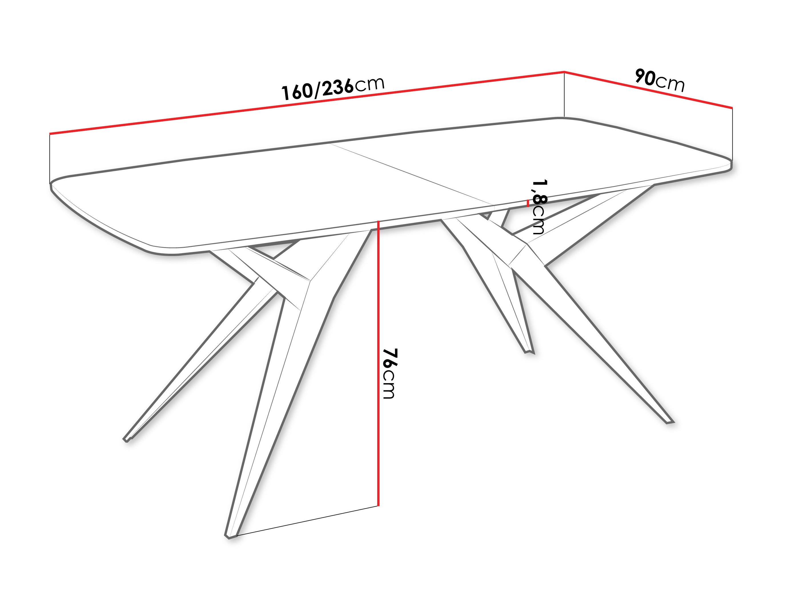 Tafel Oswego 152 (Zwart marmer)