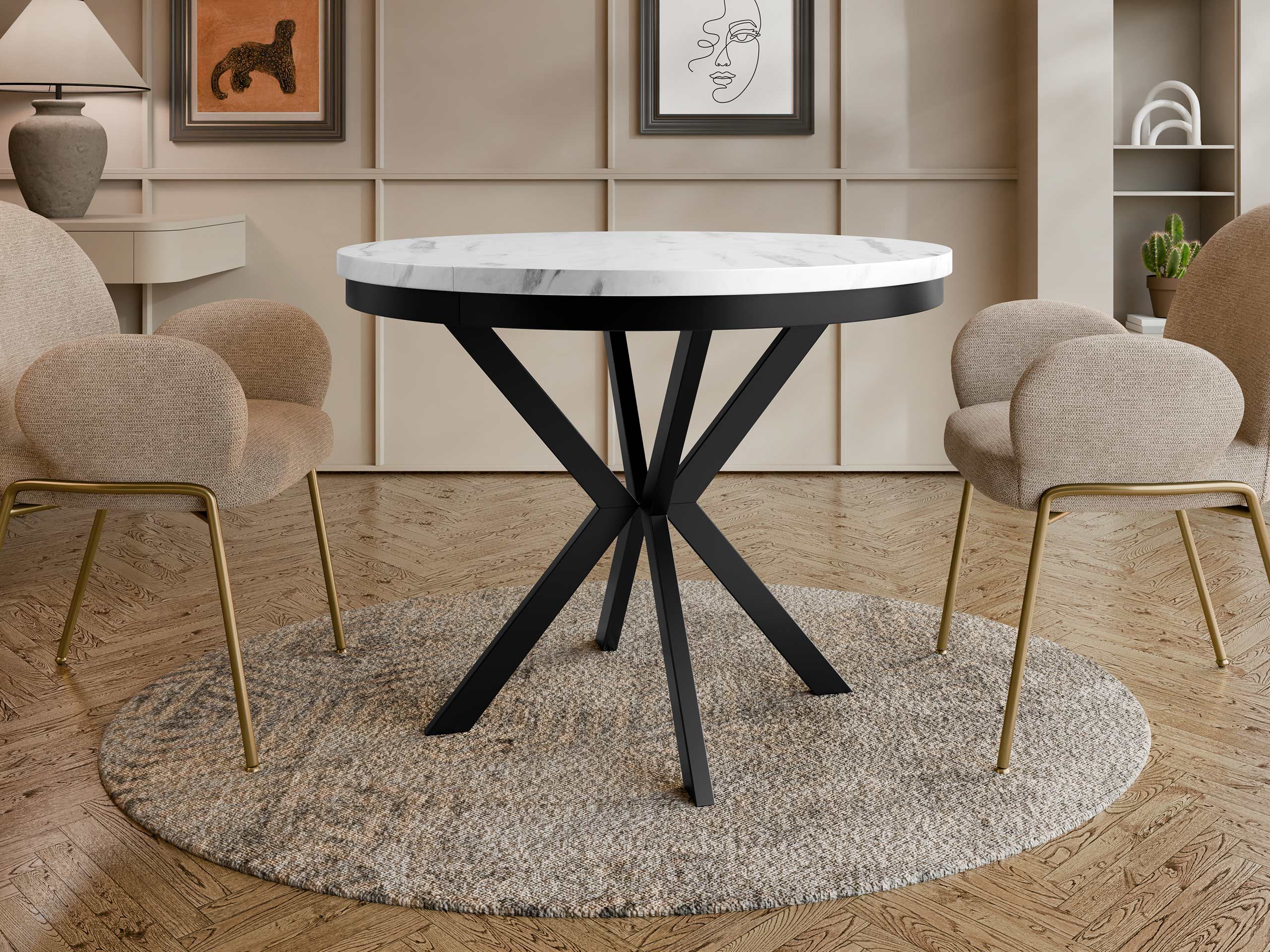 Tafel Oswego 155 (Wit marmer)