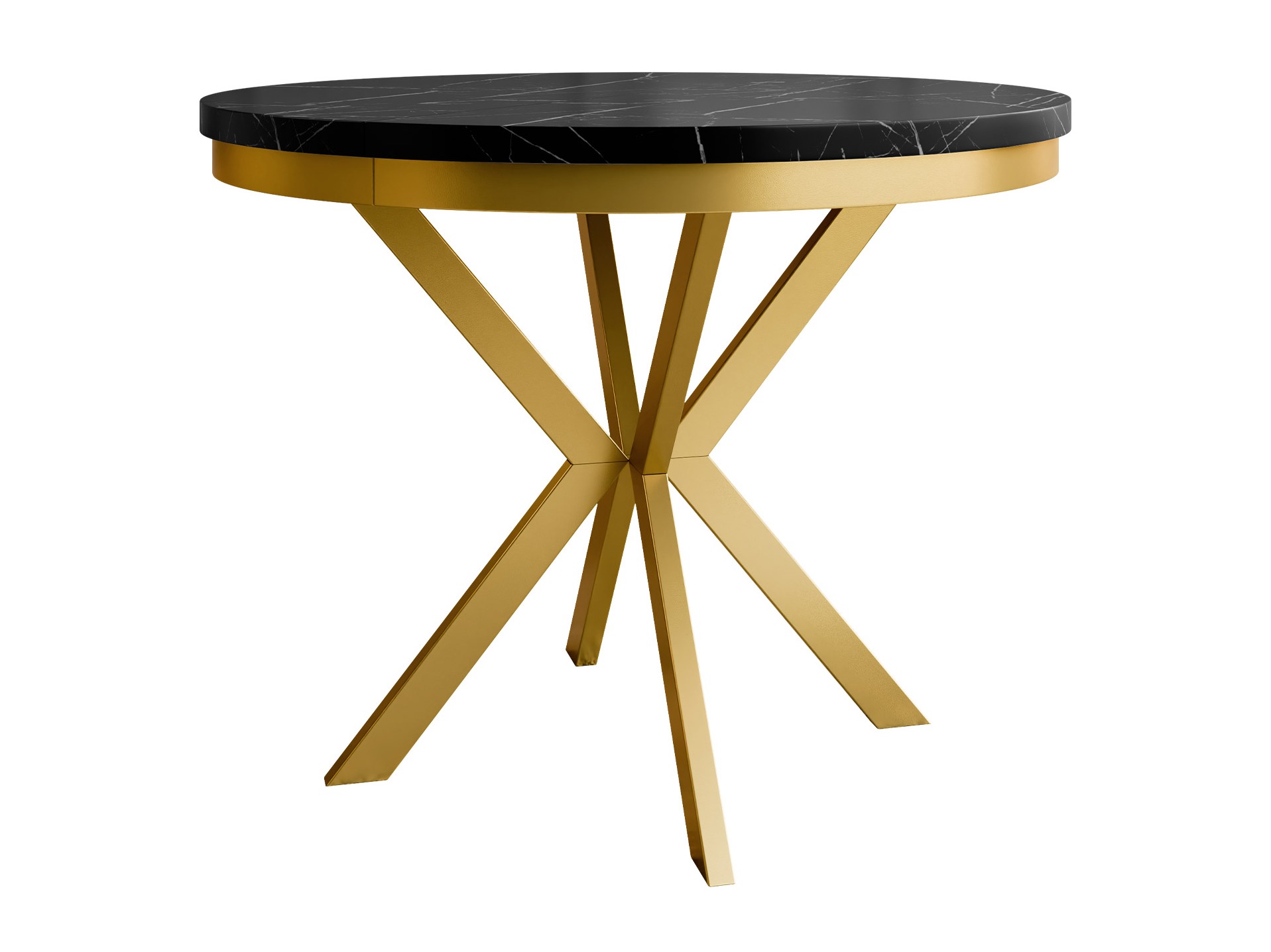 Tafel Oswego 155 (Zwart marmer + Gouden)
