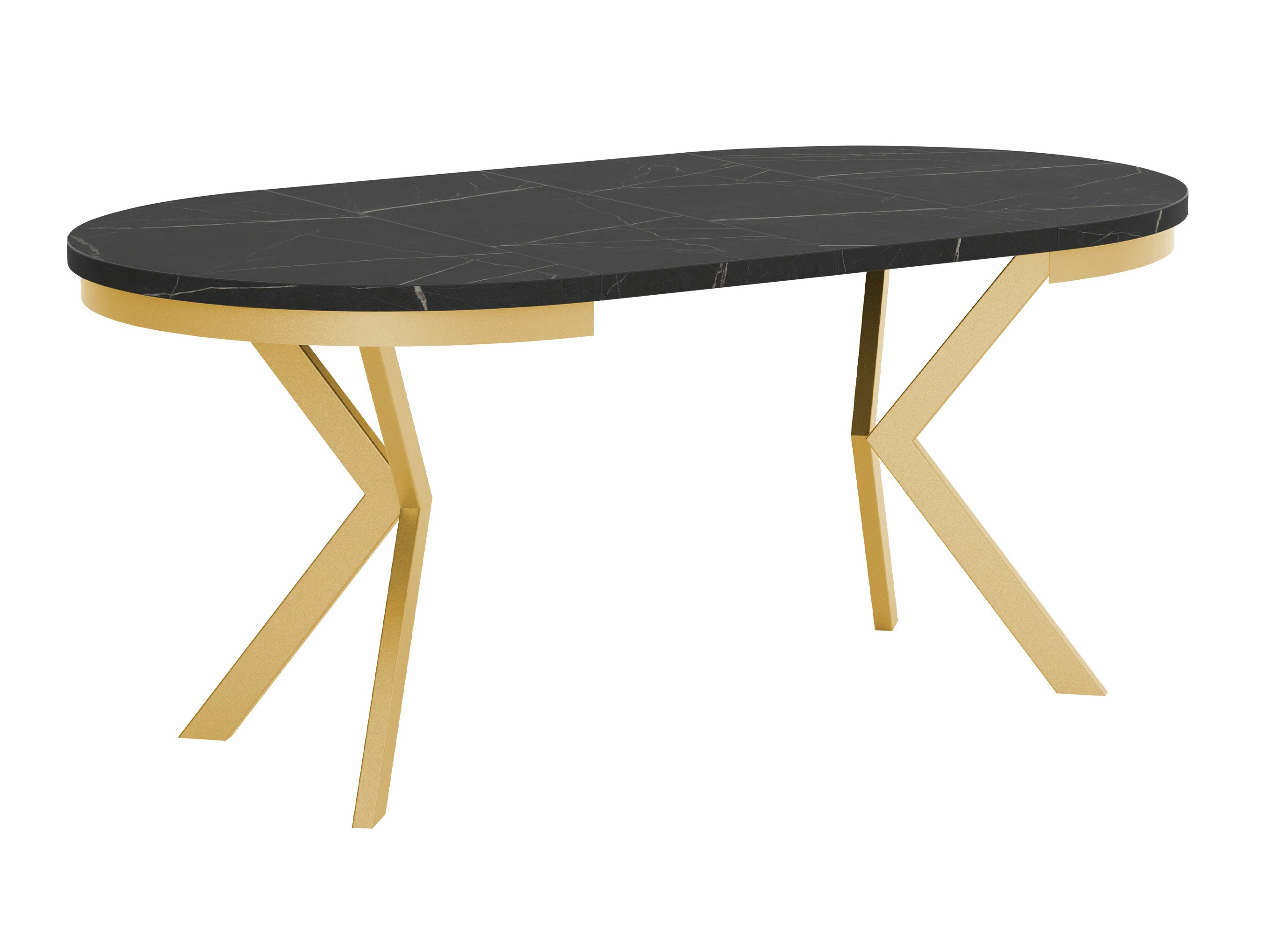 Tafel Oswego 155 (Zwart marmer + Gouden)