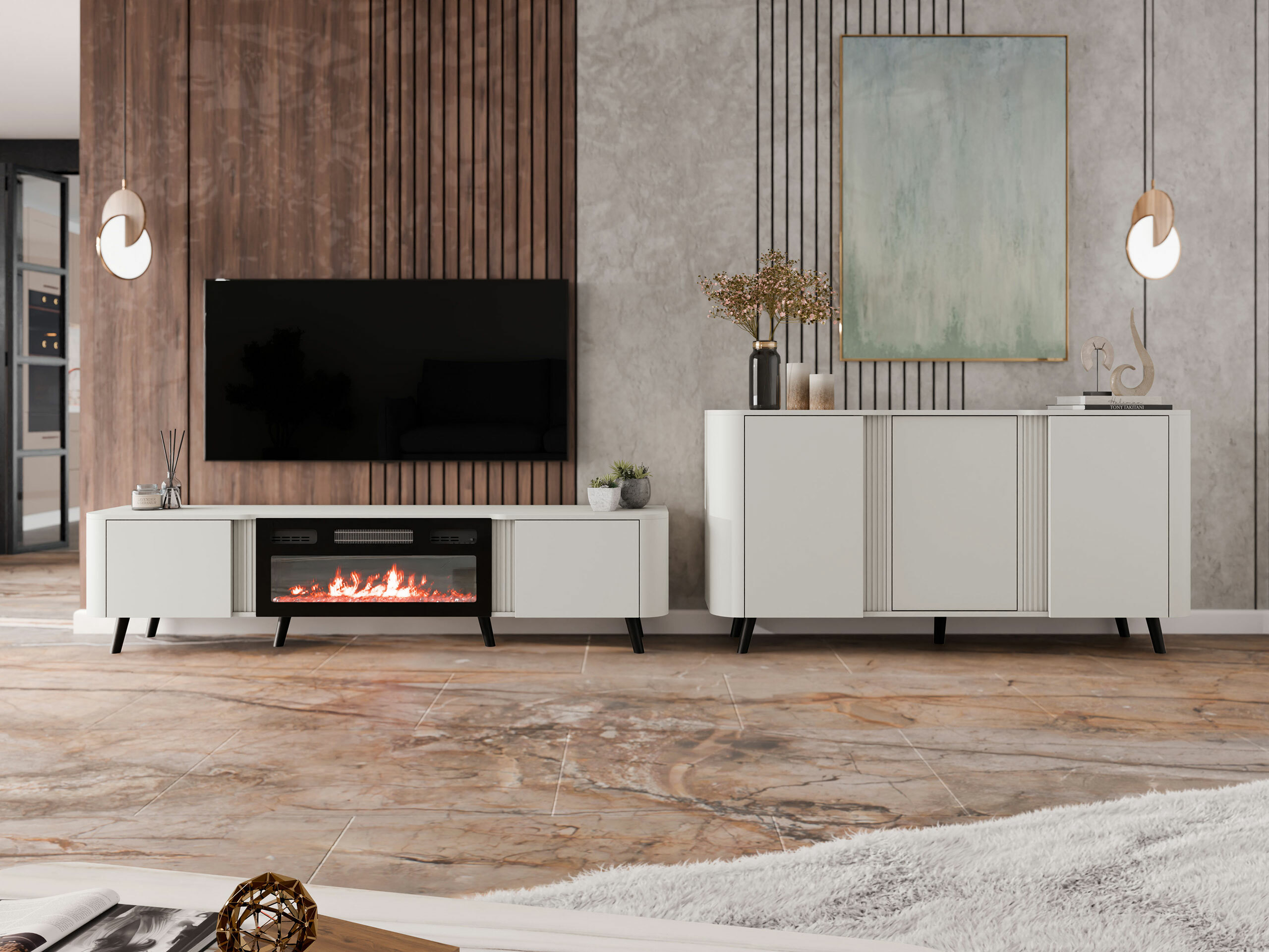 TV-meubel Charlotte 203 (Kasjmier + Zwart)